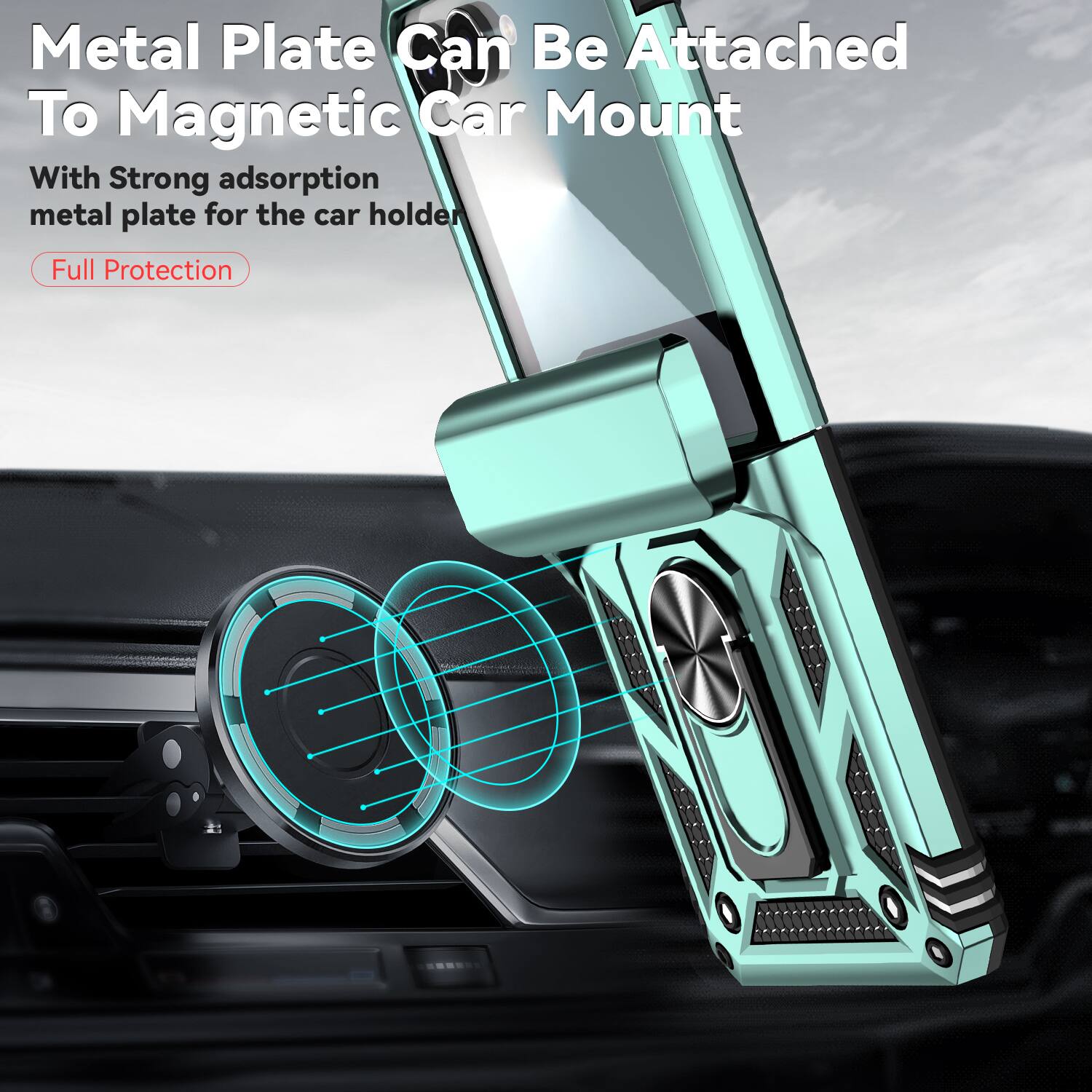 Metal Plate Can Be Attached To Magnetic Car Mount

With Strong adsorption metal plate for the car holder

Full Protection
