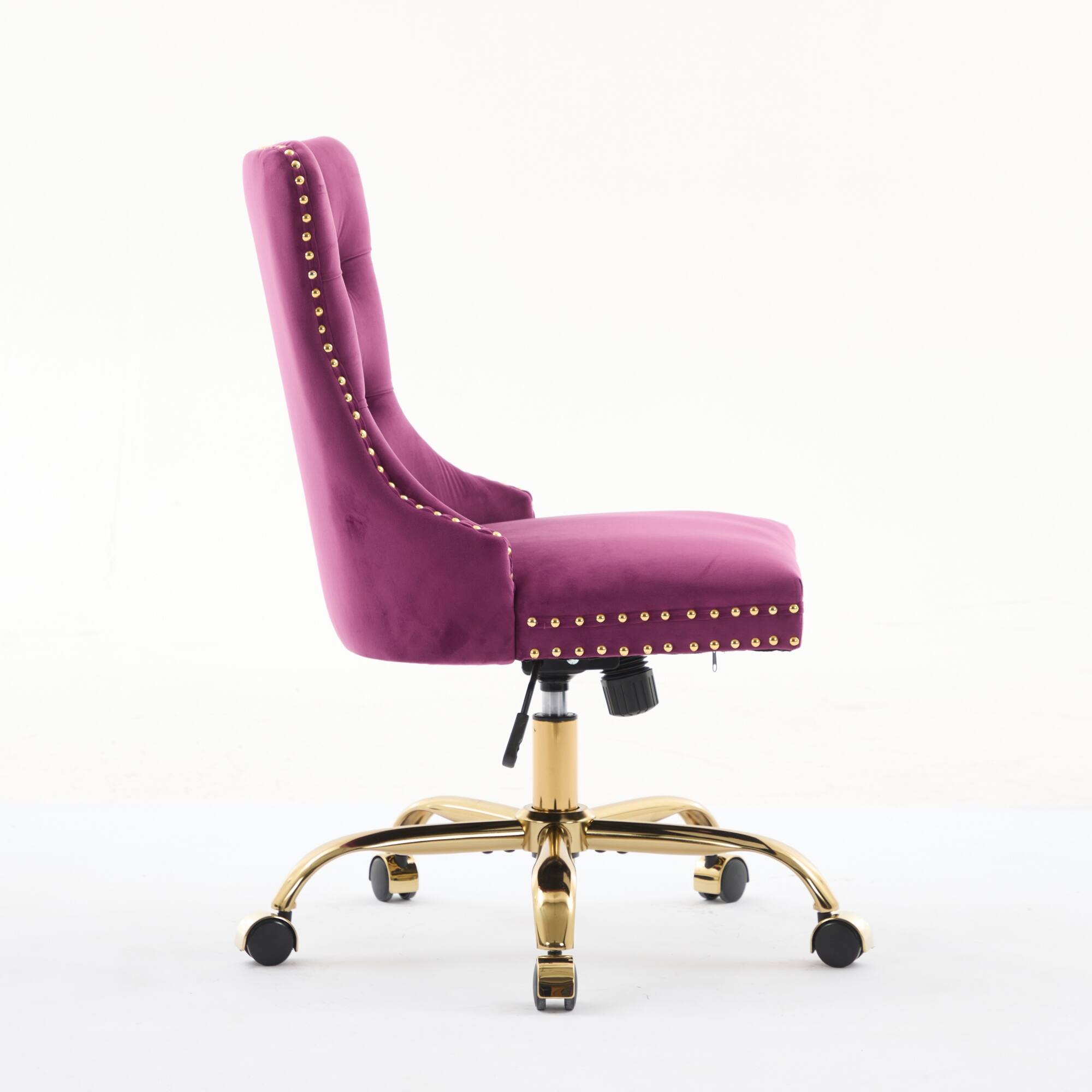 Alt View 7. Spaco - Spaco Office Chair, Executive Chair with Modern Chenille, Tufted Button, Chrome Base, Adjustable Swivel, for Home Office - Purple.
