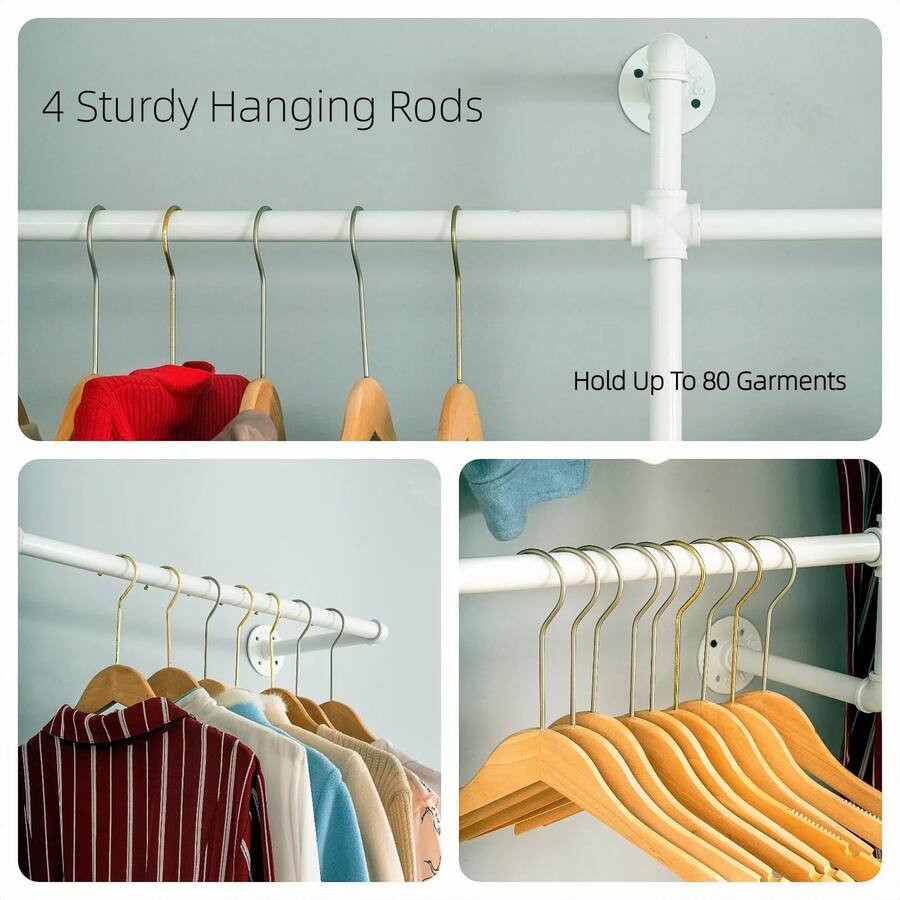 Sturdy Rods Cedar Assembly Industrial Clothing Racks Garment Wall Mounted Pipes ...