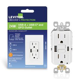 Leviton - 15 amps 125 V GFCI Outlet and USB Charger 5-15R 1 pk - White