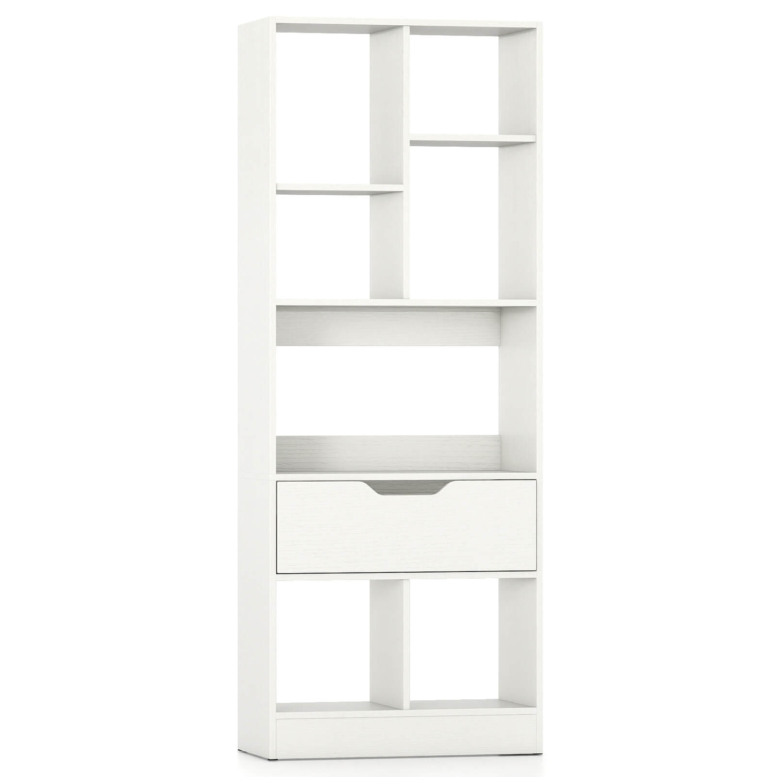Alt View 9. Costway - Costway 1 PCS 51" Tall Bookcase with Drawer 7 Open Cubes Anti-toppling Kits for Study Home Office - White.