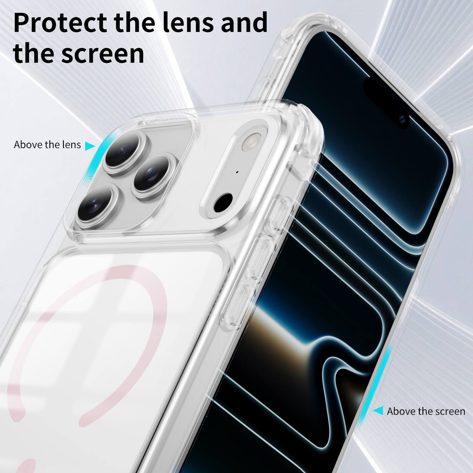 Protect the lens and the screen

Above the lens

Above the screen