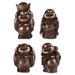 FC Design - 4-PC Miniature Maitreya Buddha in Different Poses 2.5"H Figurine Set Office Desk Tabletop Home Decor Gift - Multi-Color