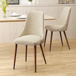 Loheer - Mid Century Modern Fabric Armless Dining Chairs Set of 2 Dark Walnut - Wheat
