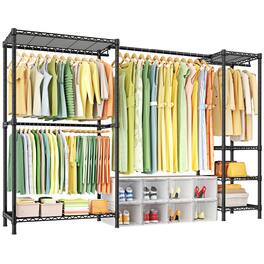 Hirose Alice - Ulif E10 Clothes Rack(With Stretchable Hanger Rod)Freestanding Clothing Racks for Hanging Clothes, Closet - Black