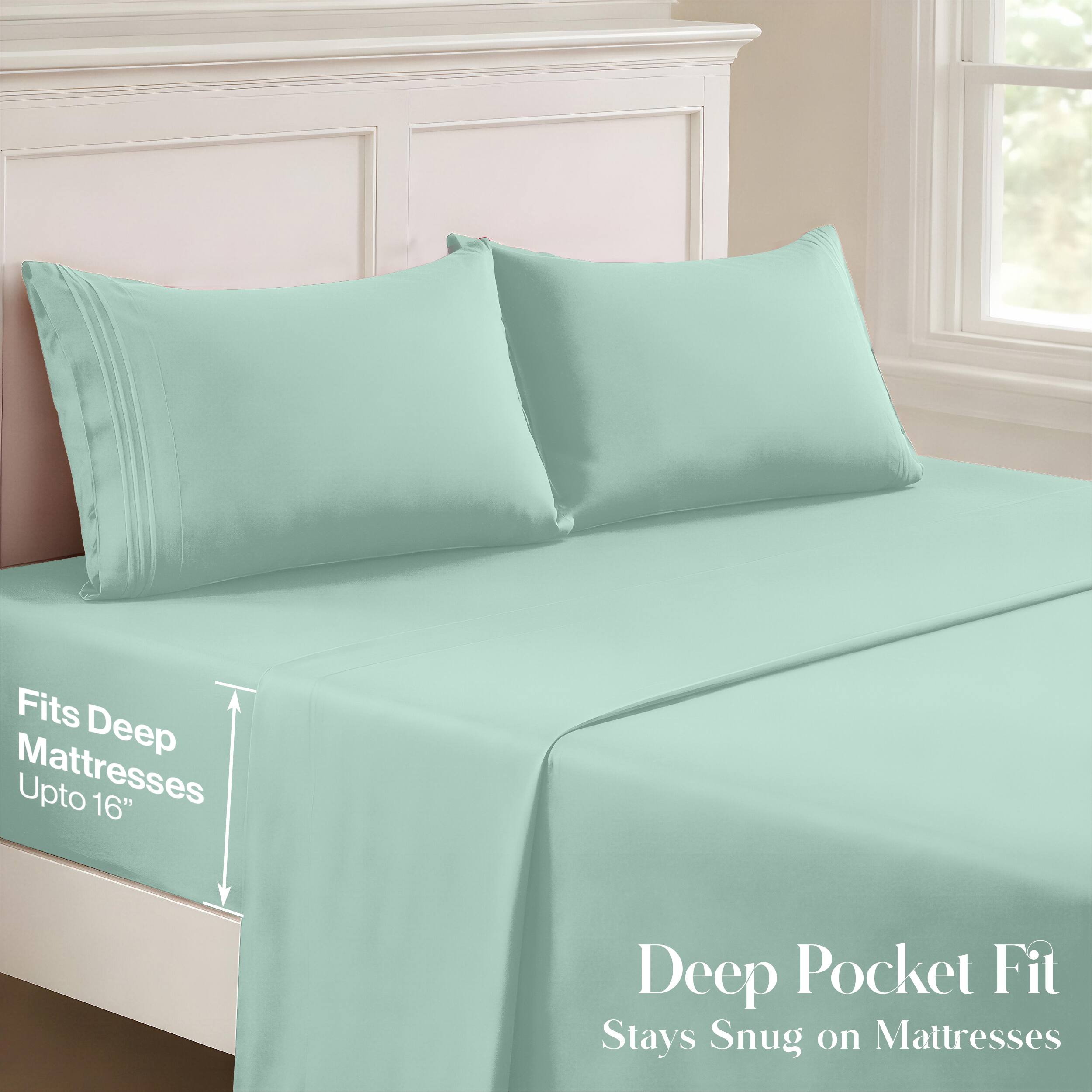Fits Deep Mattresses Upto 16" Deep Pocket Fit Stays Snug on Mattresses