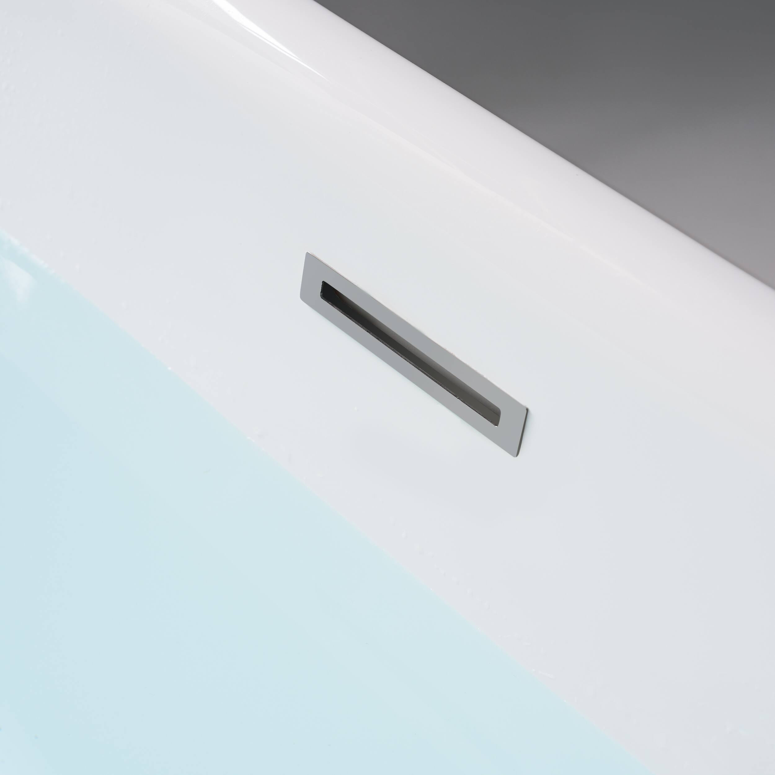 Alt View 7. WELLFOR - Liora 67 in. x 31.5 in. Acrylic Oval Freestanding Flat Bottom Air Bubble Massage and LED Bathtub with Drain and Overflow - White.