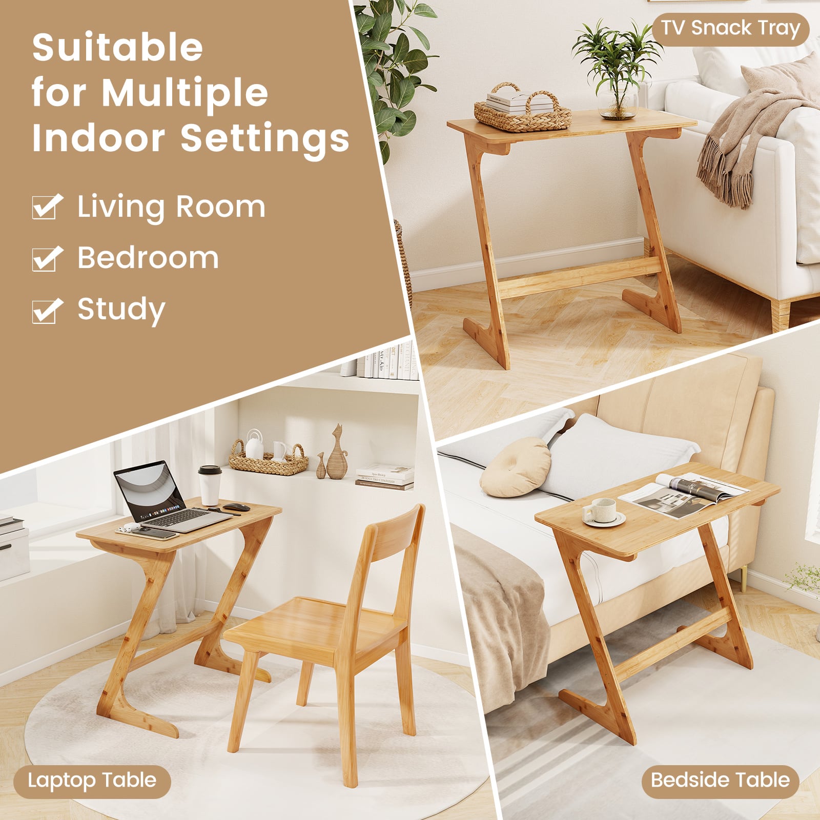 Suitable for Multiple Indoor Settings: Living Room, Bedroom, Study, TV Snack Tray.