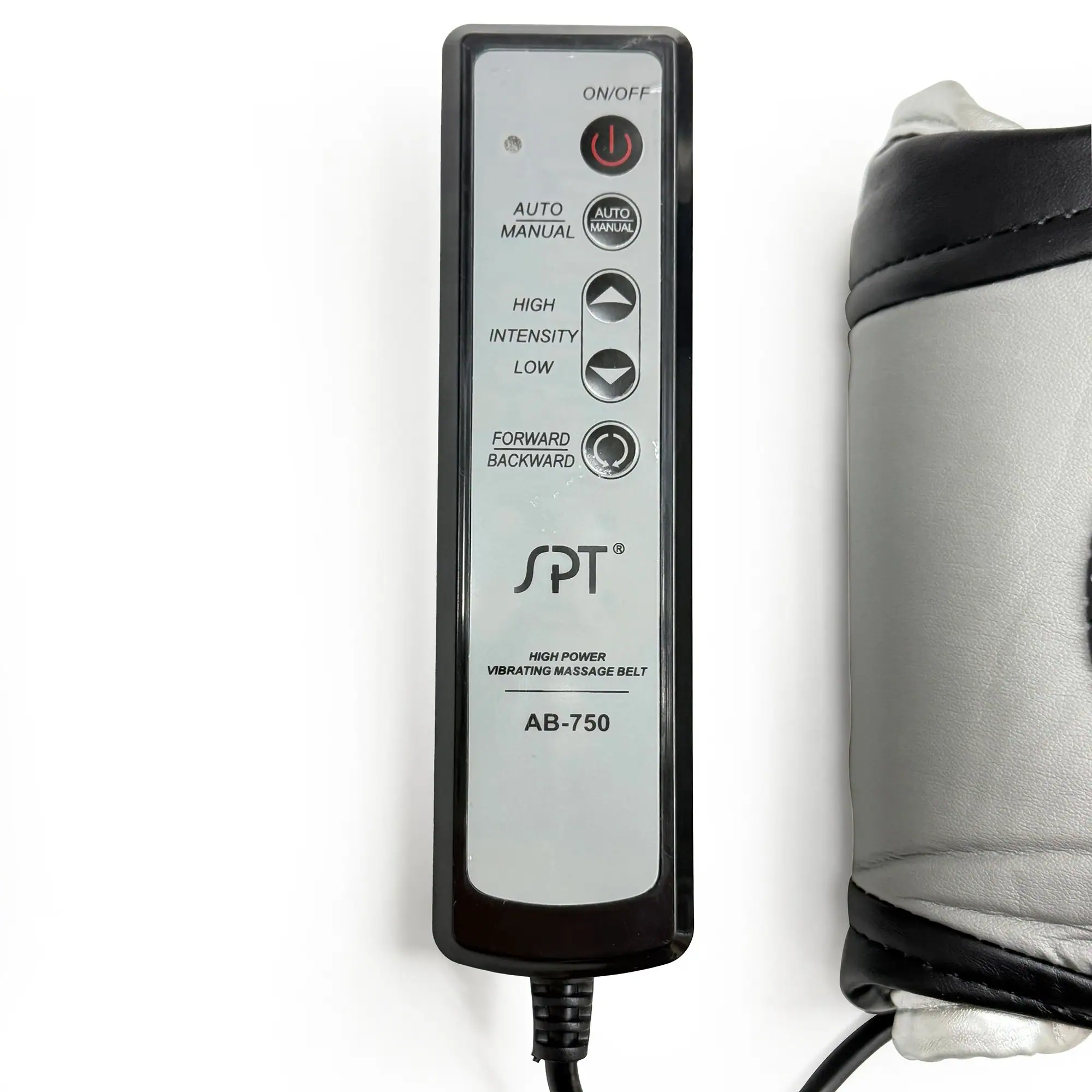 ON/OFF  
AUTO MANUAL  
HIGH INTENSITY LOW  
FORWARD BACKWARD  
SPT  
HIGH POWER VIBRATING MASSAGE BELT  
AB-750