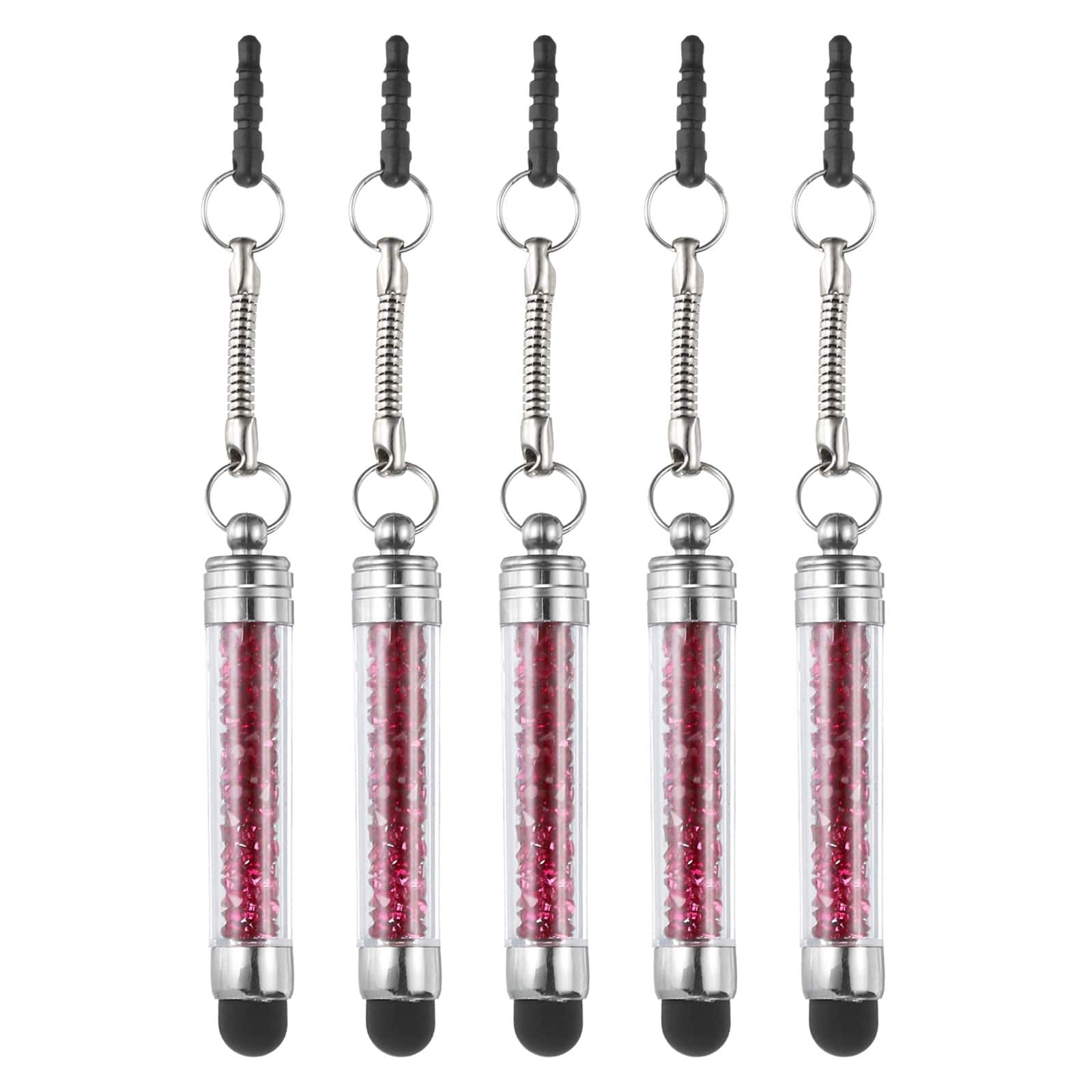 Unique Bargains - 5pcs Stylus Pen for Touch Screens Mini Crystal Diamond Capacitive Pens for Universal All Touchscreen Devices - Rose Red