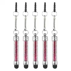 Front. Unique Bargains - 5pcs Stylus Pen for Touch Screens Mini Crystal Diamond Capacitive Pens for Universal All Touchscreen Devices - Rose Red.