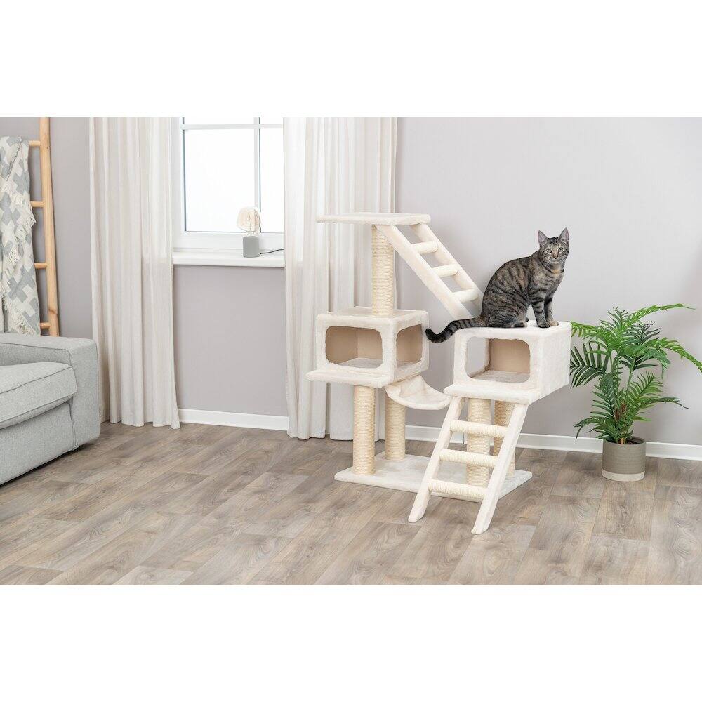 Angle. TRIXIE - Malaga Sisal 3-Level Cat Tree with Scratching Posts, Condos & Ladders - Beige.