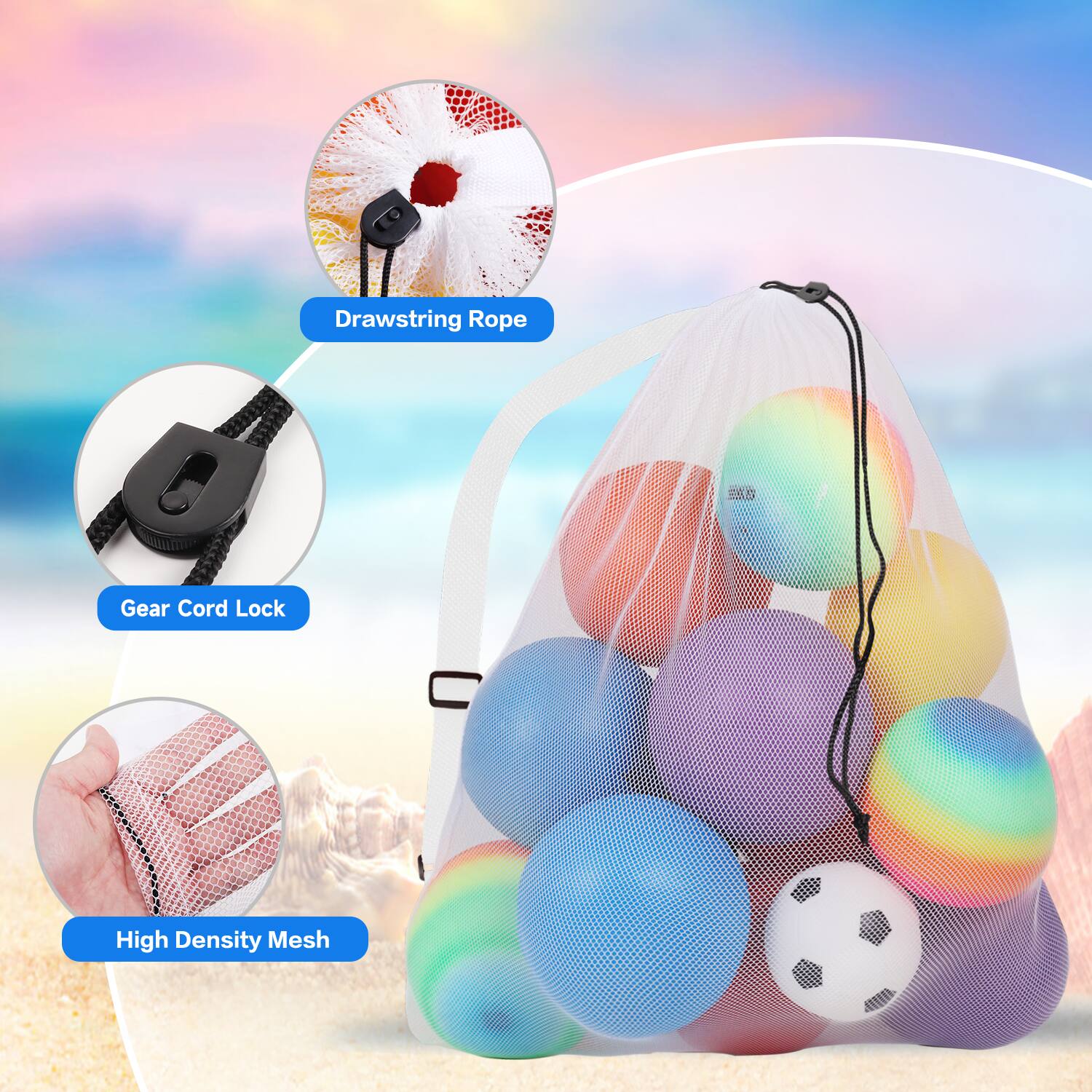 Drawstring Rope, Gear Cord Lock, High Density Mesh