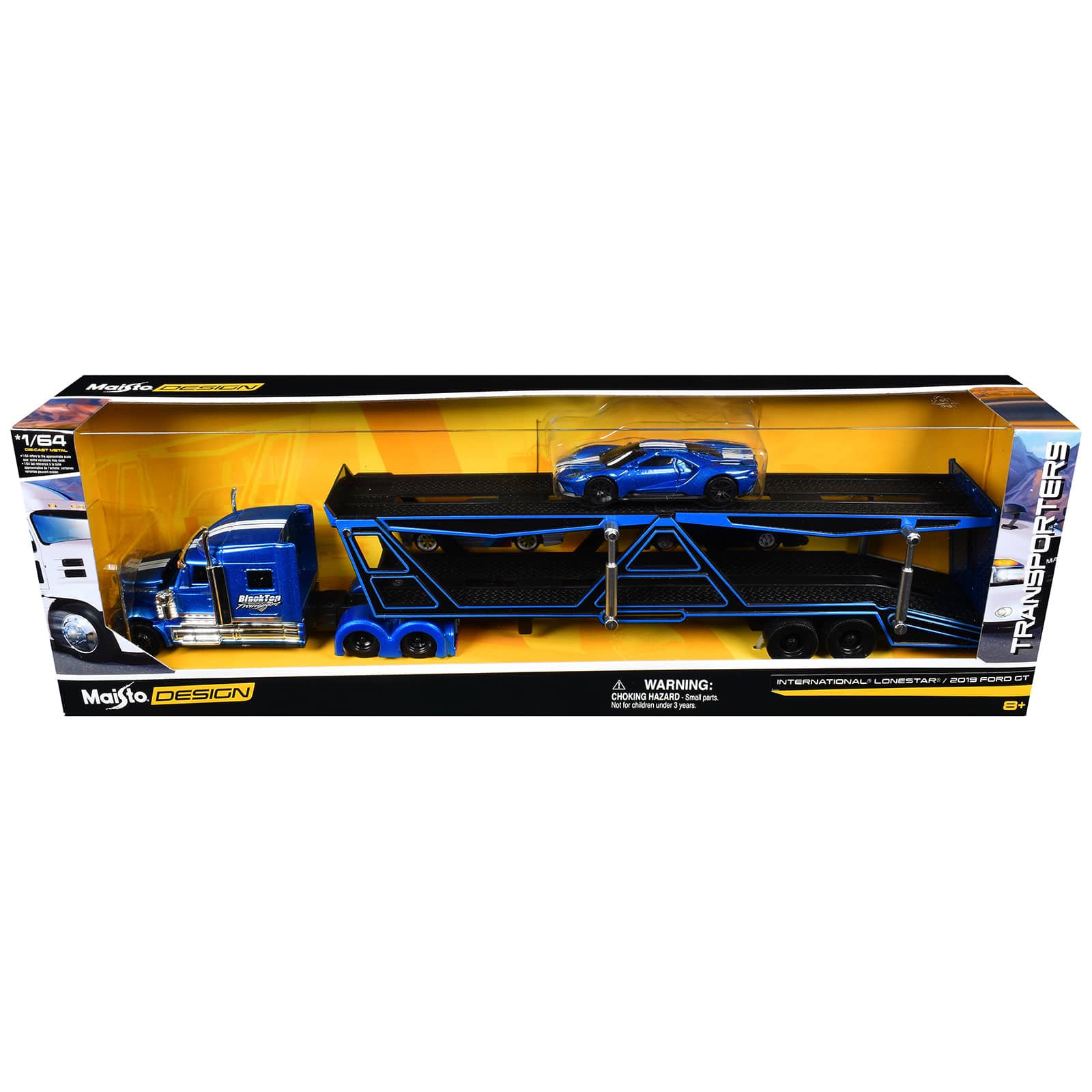 International Lonestar Hauler Blue Met. with Graphics & 2019 Ford GT Blue Met. w/White 1/64 Die Cast Models by Maisto price history on PriceWatchPro
