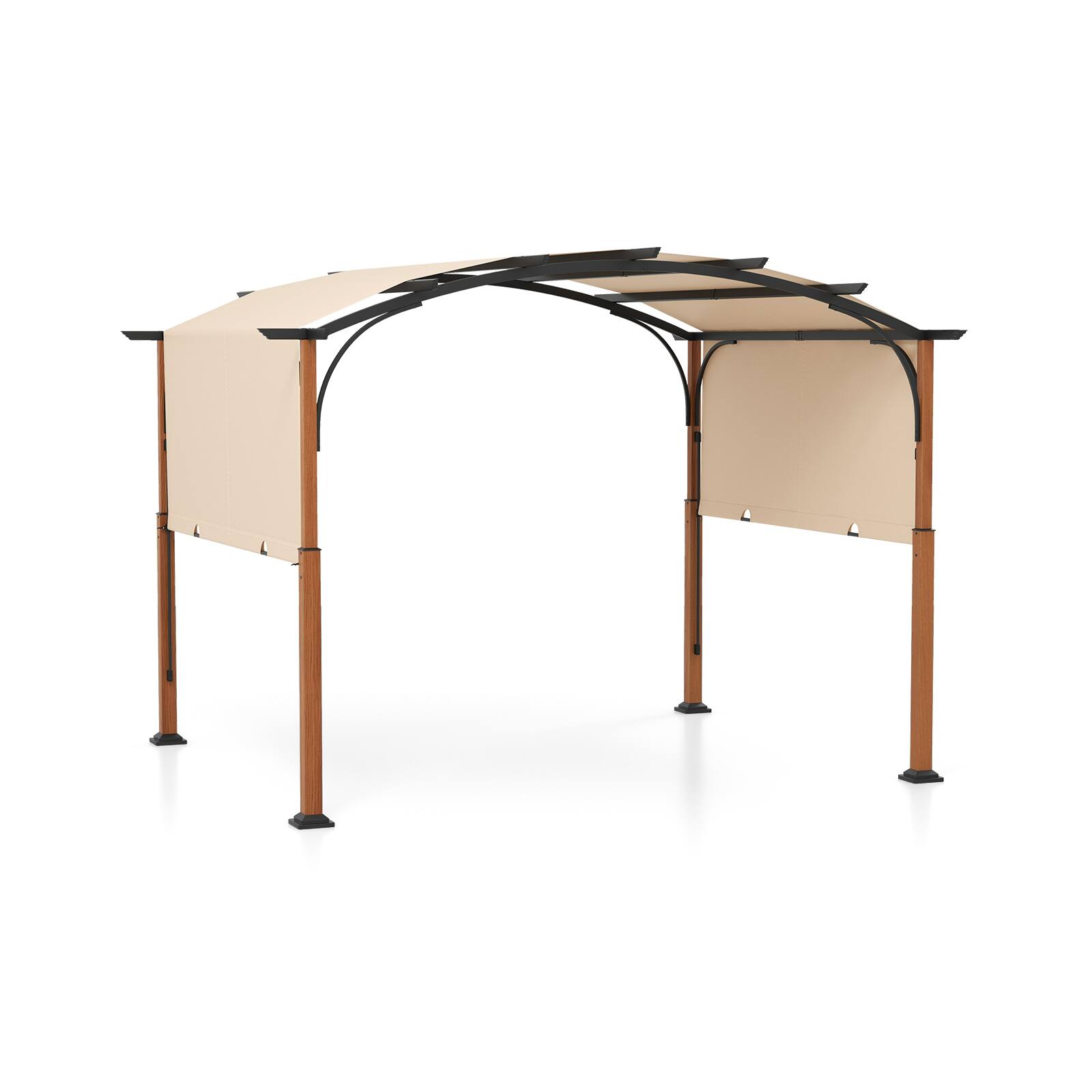 Front. Sugift - 10 x 12 FT Outdoor Retractable Pergola with Retractable Canopy for Patio - Beige/Khaki.