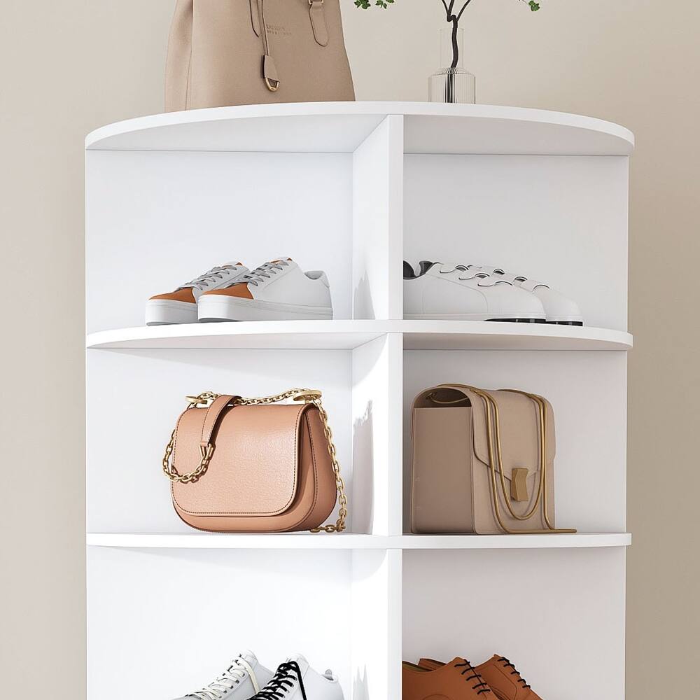 Alt View 10. Loheer - Loheer 7-Tier Rotating Shoe Rack Tower, 360 Degree Revolving Shoe Organizer, Holds 28 Pairs, White - White.