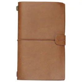 Unique Bargains - 1pc Vintage Retro PU Leather Notebook, Refillable Travel Journal Notebook for Diary Planner, Compact - Light Brown