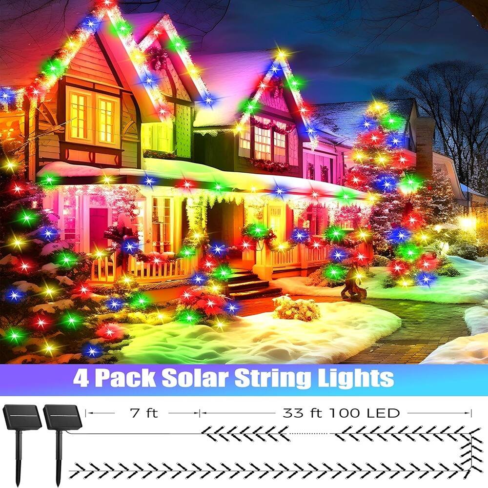 4 Pack Solar String Lights  
7 ft  
33 ft 100 LED