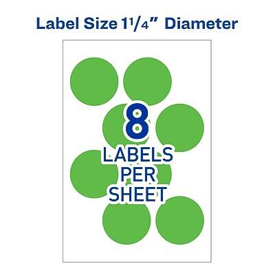 Label Size 11/4" Diameter  
8 Labels Per Sheet