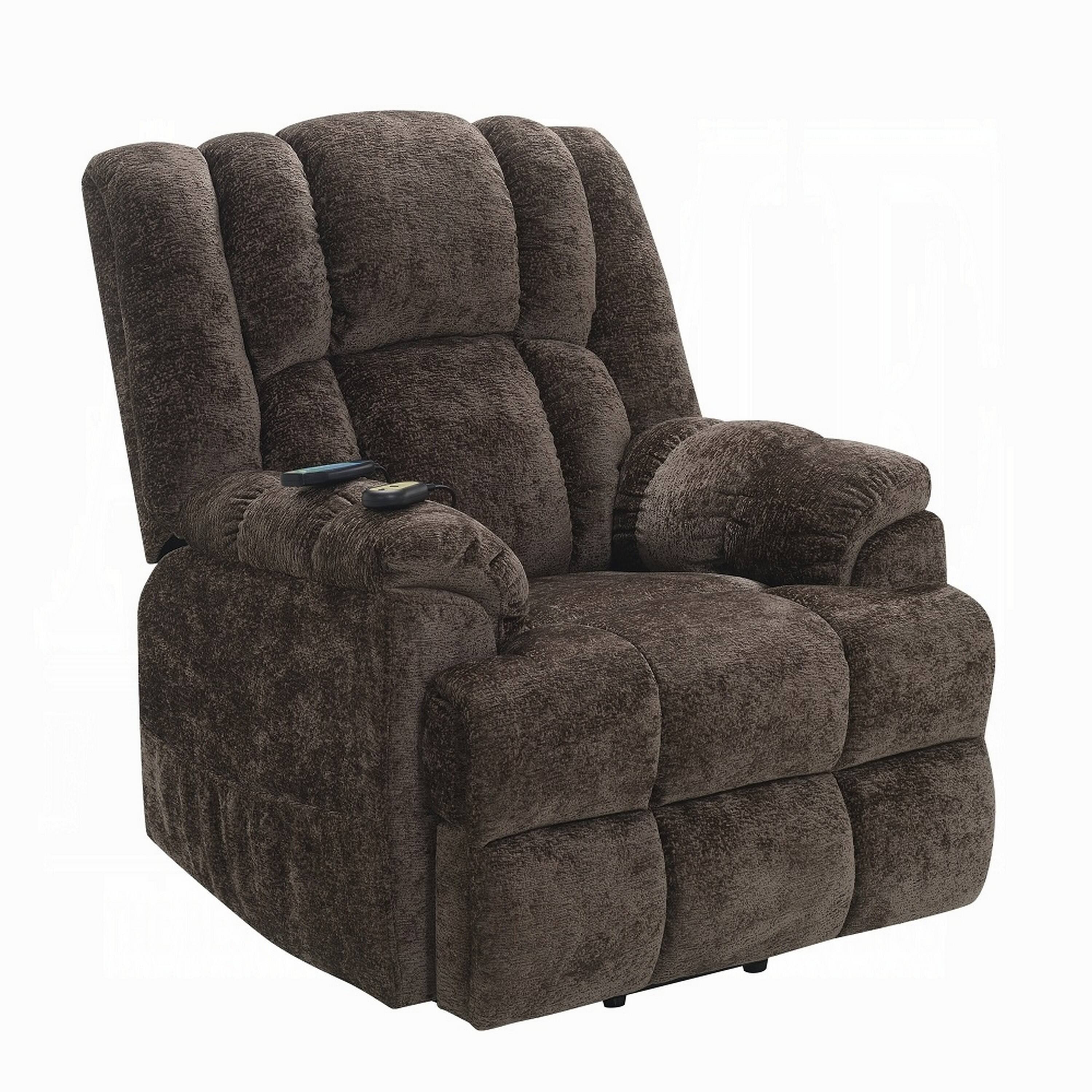 Front. Manhattan Lane - Cassy Power Recliner Chair with Lift, Heating, Massage - Brown.