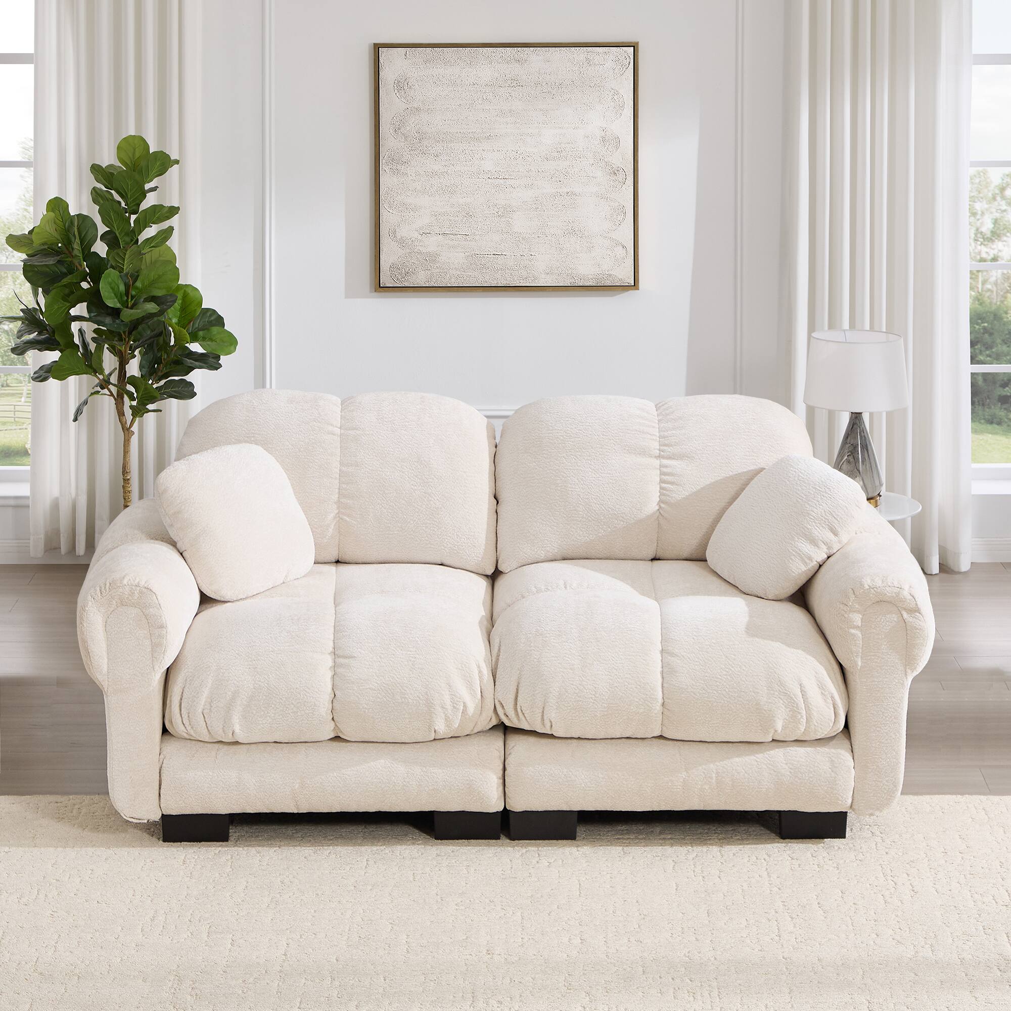 Alt View 3. Boyel Living - Cream Beige Loveseat Sofa 76.3 in L x 33.8 in W x 35.4 in H Living Room Bedroom Apartment - Cream Beige.
