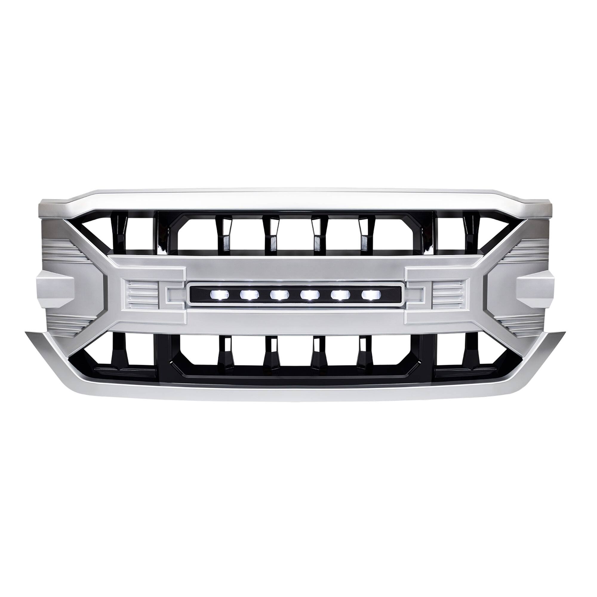 Alt View 7. AMERICAN MODIFIED - AMERICAN MODIFIED Armor Grille for 2016-2019 Chevrolet Silverado 1500, Silver - Silver.