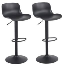 AmeriHome - Adjustable Height Monochromatic Bar Stool Set - 2 Piece - Black