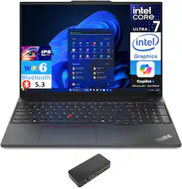 Lenovo - ThinkPad E16 Gen 2 Laptop 16.0 FHD (Intel Ultra 7 155U, 16GB DDR5, 1TB PCIe SSD, Win 11 Pro) - Black