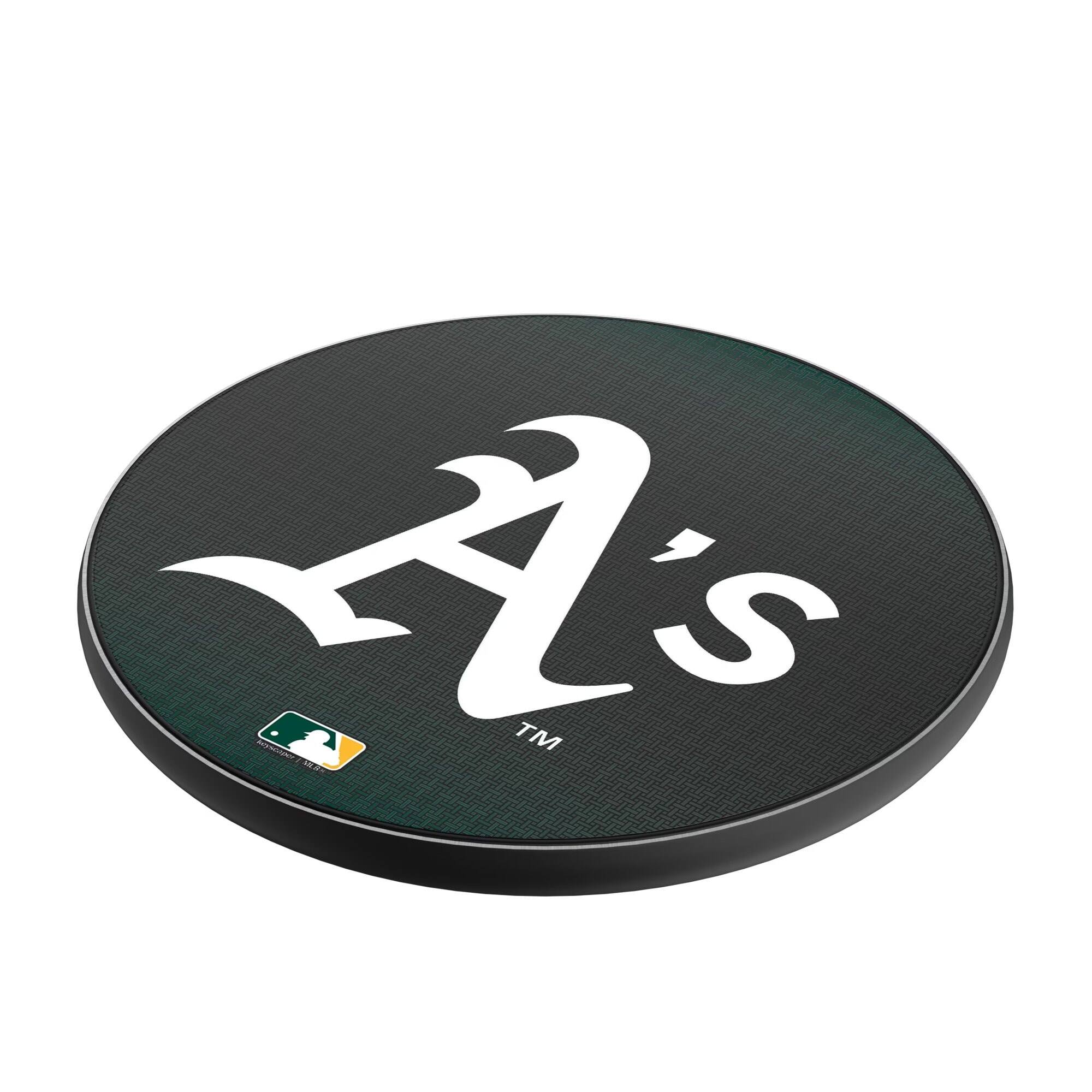 Alt View 1. Keyscaper - Athletics Linen Print Wireless Charger - Black.