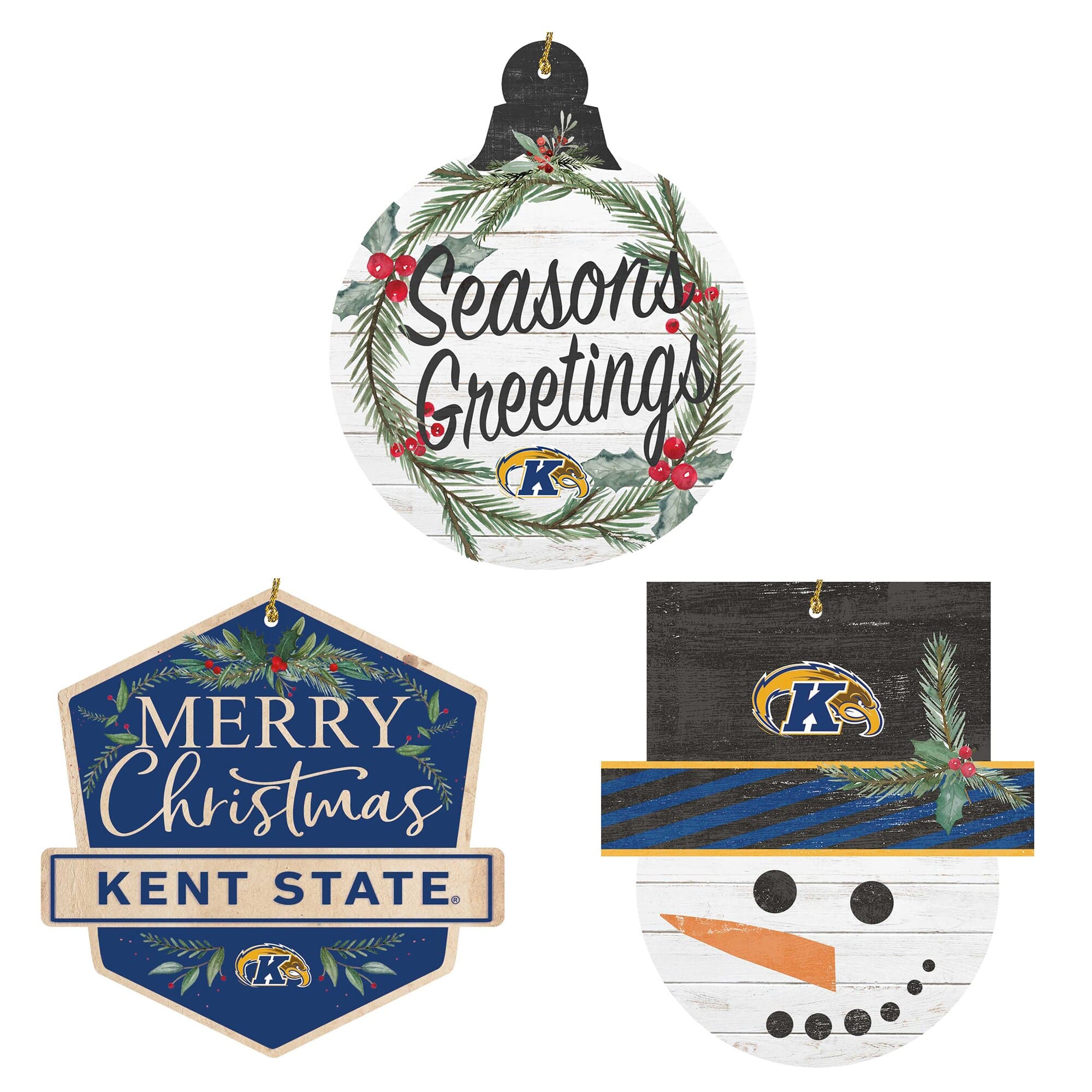 Jardine - Kent State Golden Flashes Ornament Bundle - White