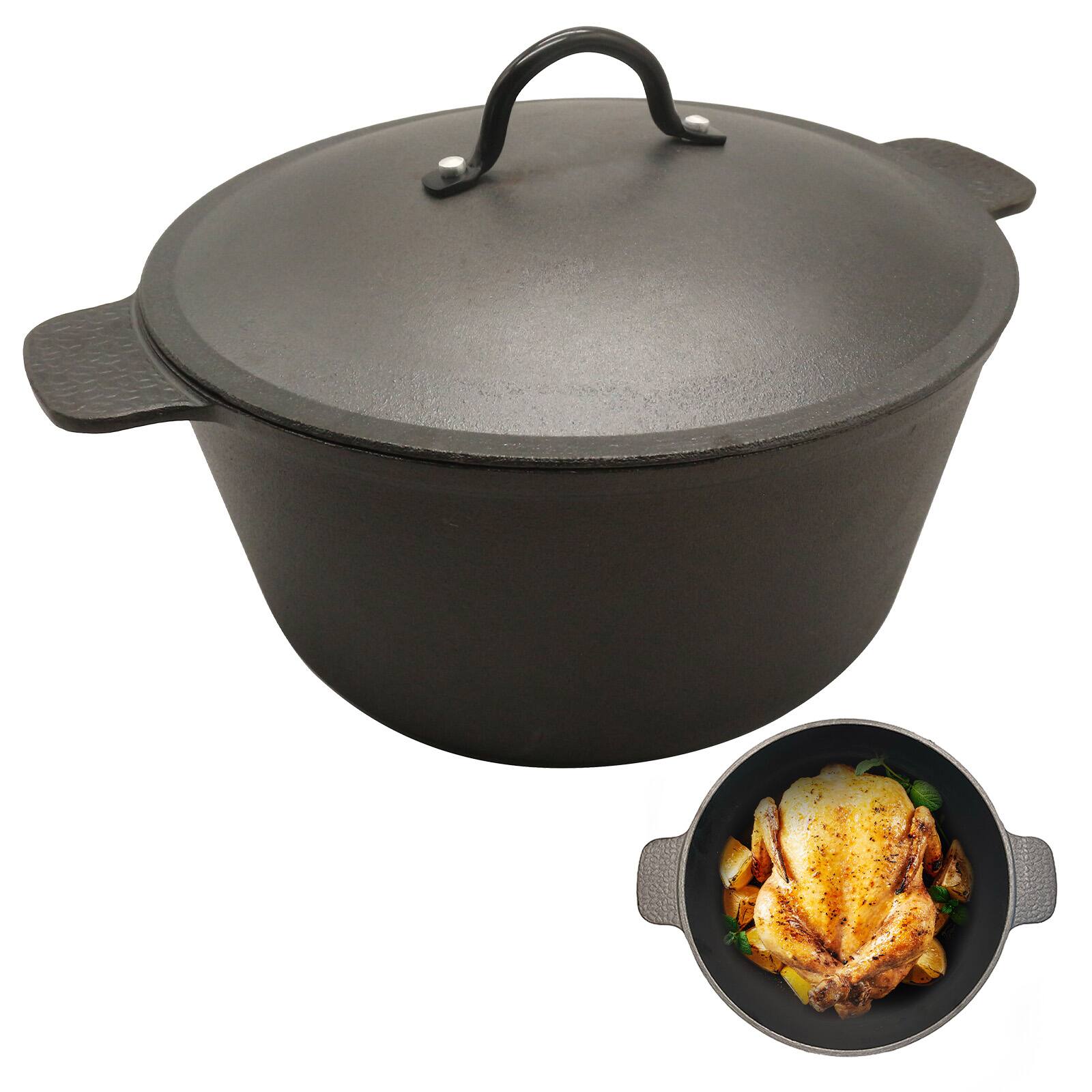 Angle. Hansmart - HANSMART 5.2 QT Lightweight Cast Iron Dutch Oven Honeycomb Bottom Versatile Indoor Outdoor Cooking BPA-Free - black.