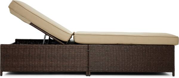 Alt View 3. Serta - Serta Laguna Outdoor Storage Chaise Lounge, Brown Wicker with Beige Cushions - Beige.