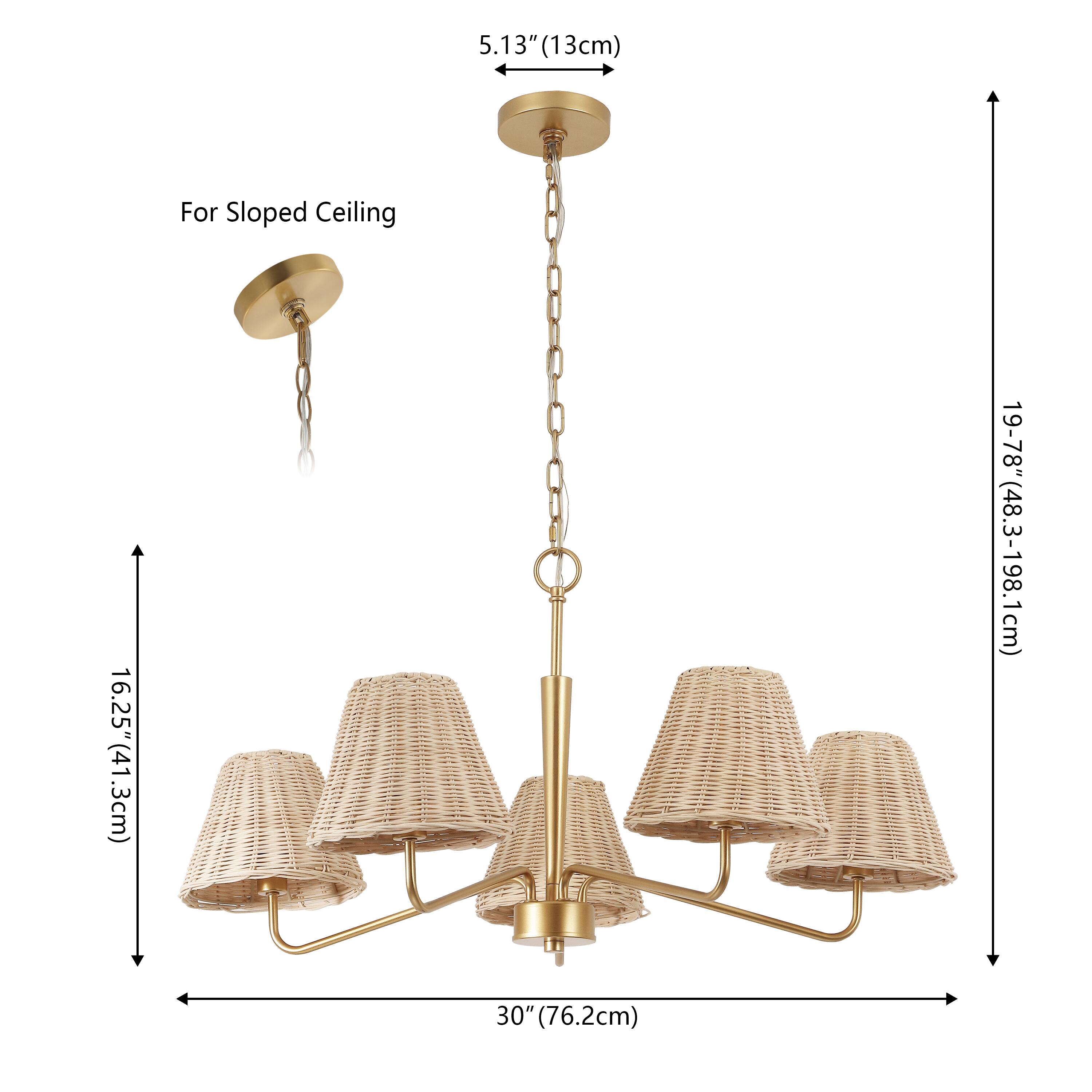 5.13" (13cm) For Sloped Ceiling  
16.25" (41.3cm)  
19-78" (48.3-198.1cm)  
30" (76.2cm)