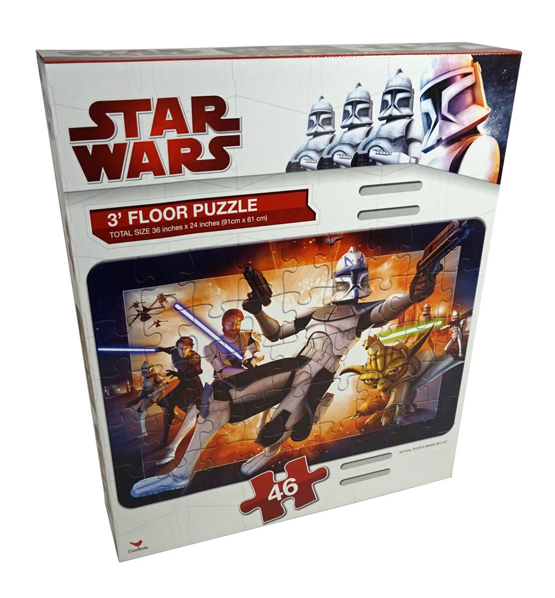 STAR WARS  
3' FLOOR PUZZLE  
TOTAL SIZE 36 inches x 24 inches (91 cm x 61 cm)  
46 PIECES