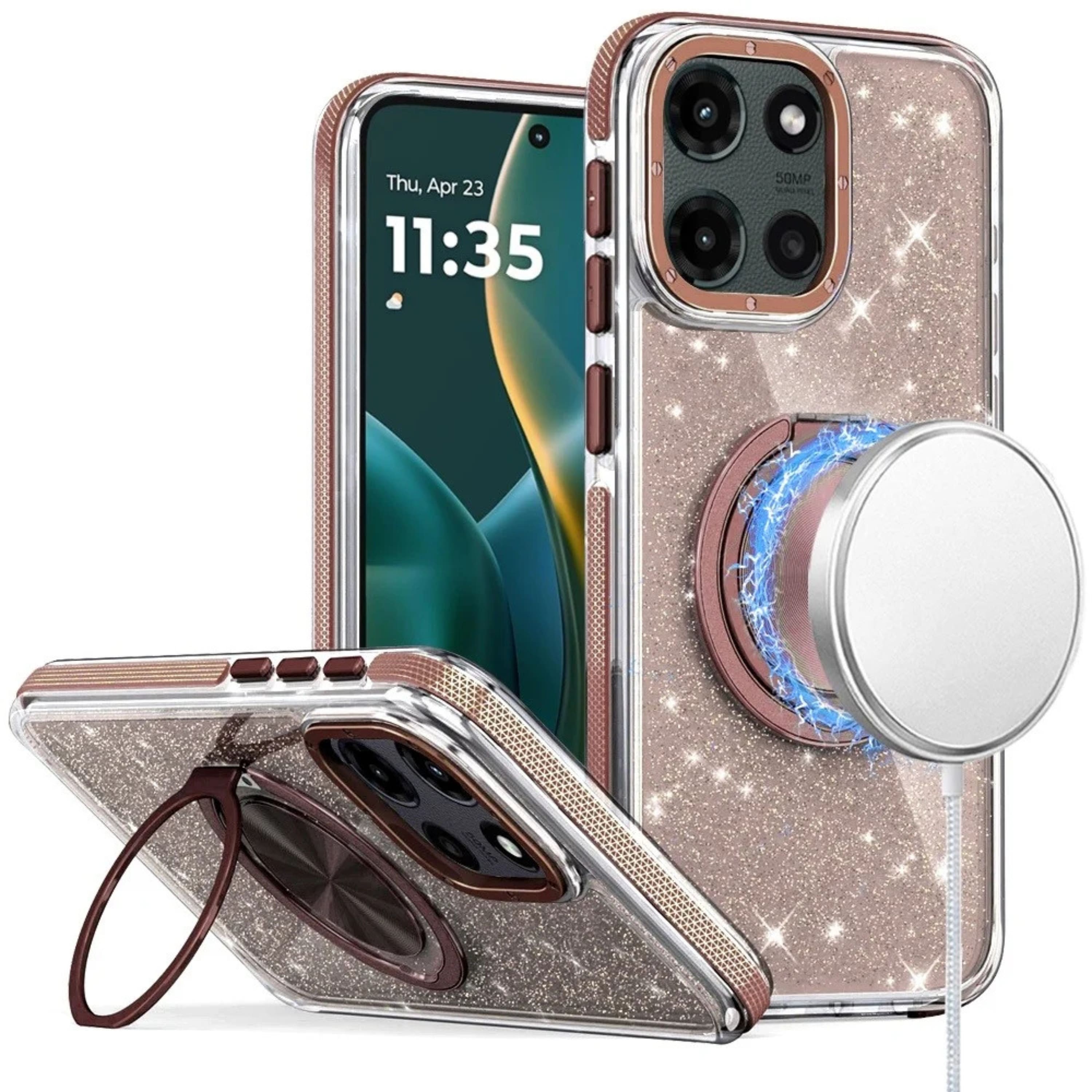 Kitcheniva - Full Glitter Magnetic Circle Case With Tempered Glass For Moto G Stylus 2026 2025 - Gold price history on PriceWatchPro