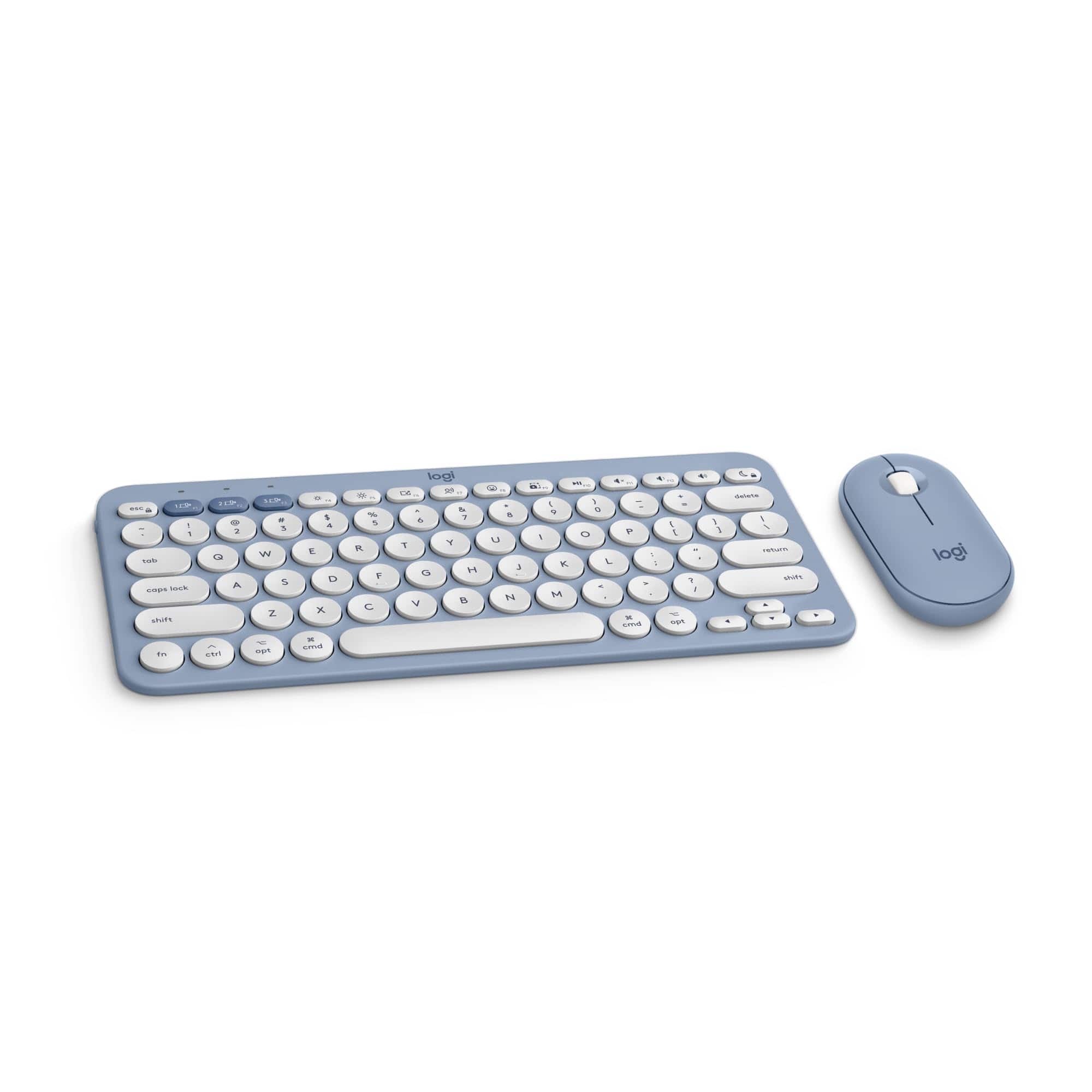 Logitech - Pebble 2 Wireless Keyboard & Mouse Combo for Mac, Bluetooth, Quiet Typing, Easy-Switch, Tonal - Blue