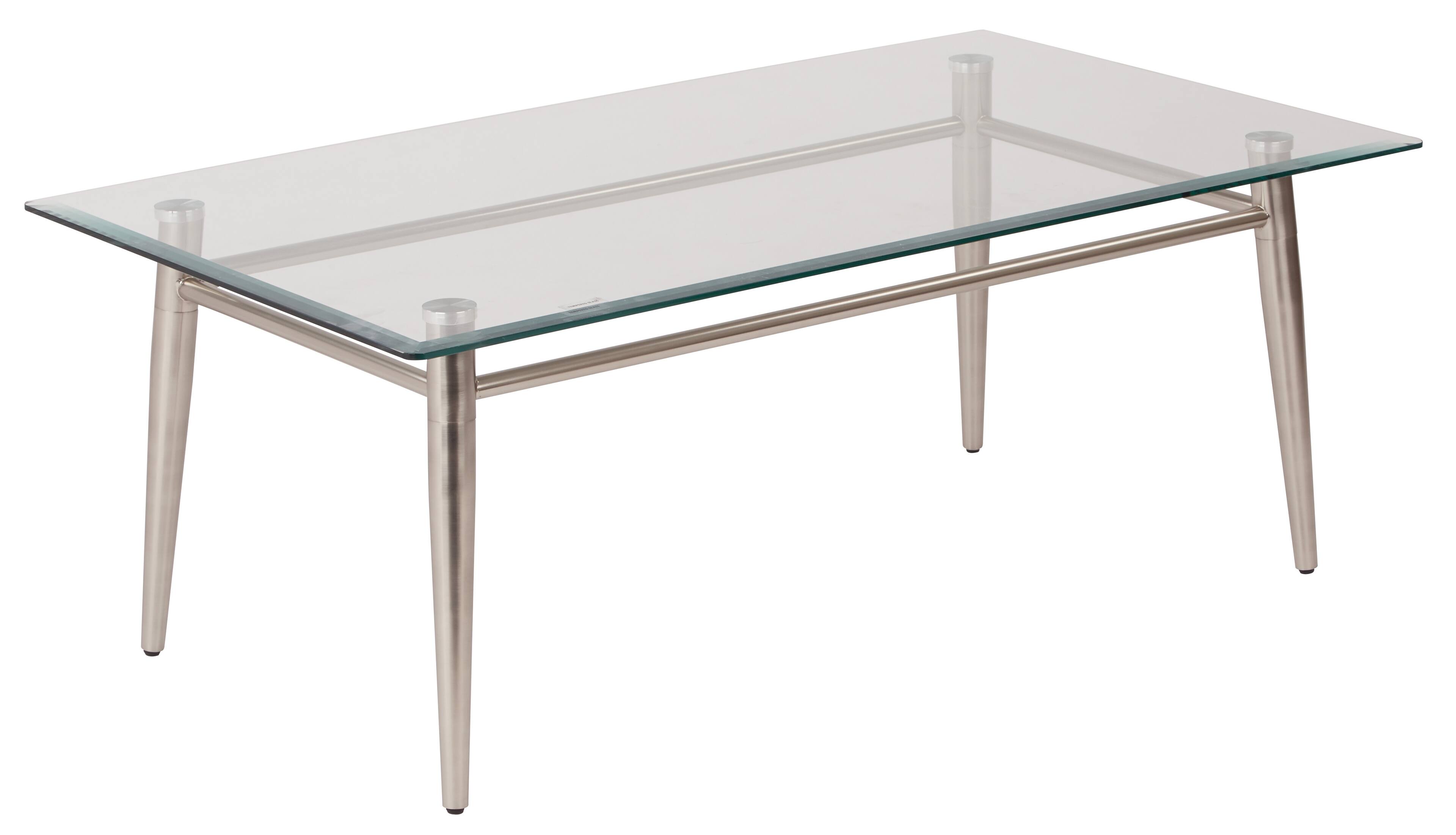 Angle. OSP Home Furnishings - Brooklyn Glass Top Coffee Table - Glass/Brushed Nickel Finish.