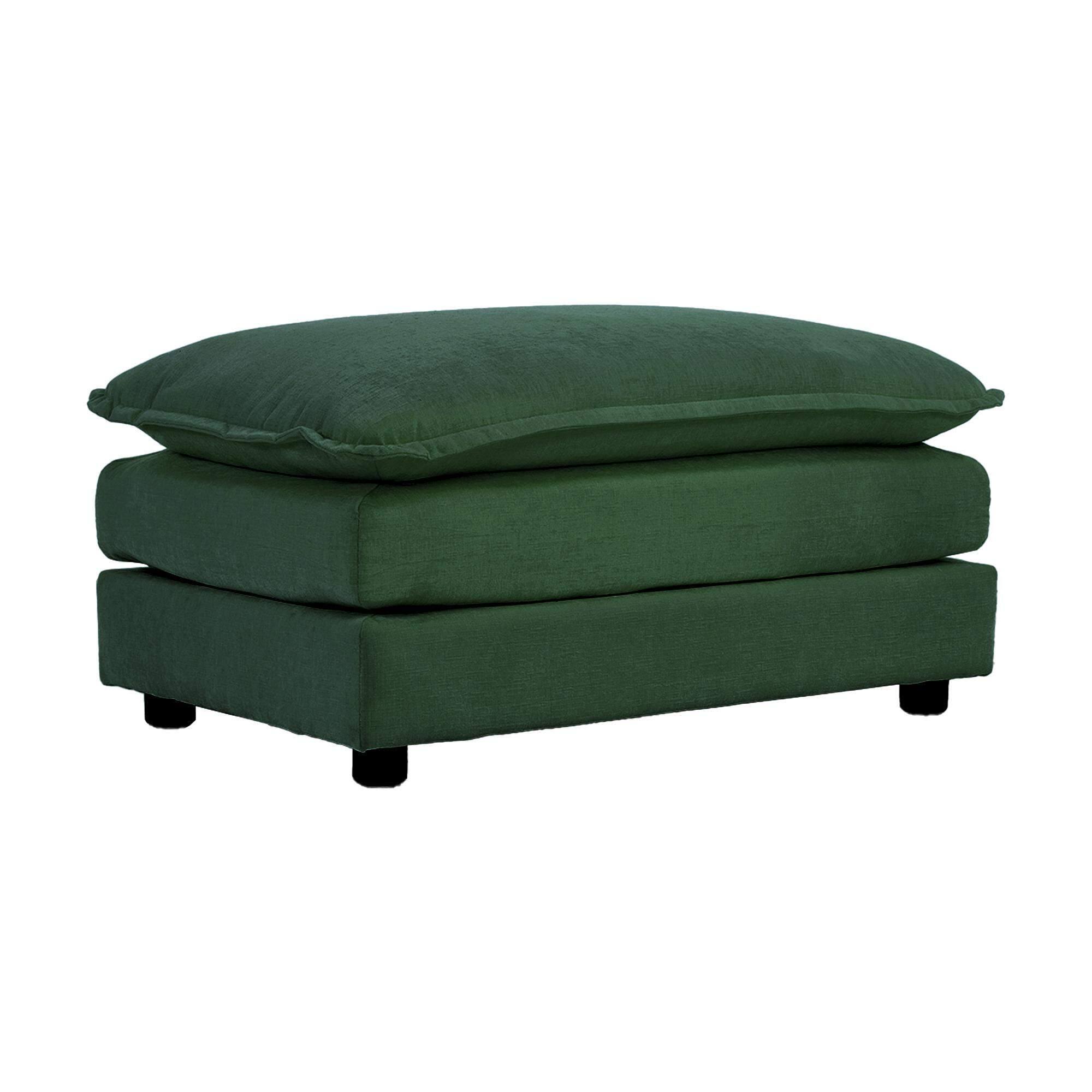 Front. LOVMOR - Chenille TwoSeater Sofa with 1 Footrest 2 Seater LShaped Sectional with OttomanLoveseat with Ottoman for Small Living - Green.