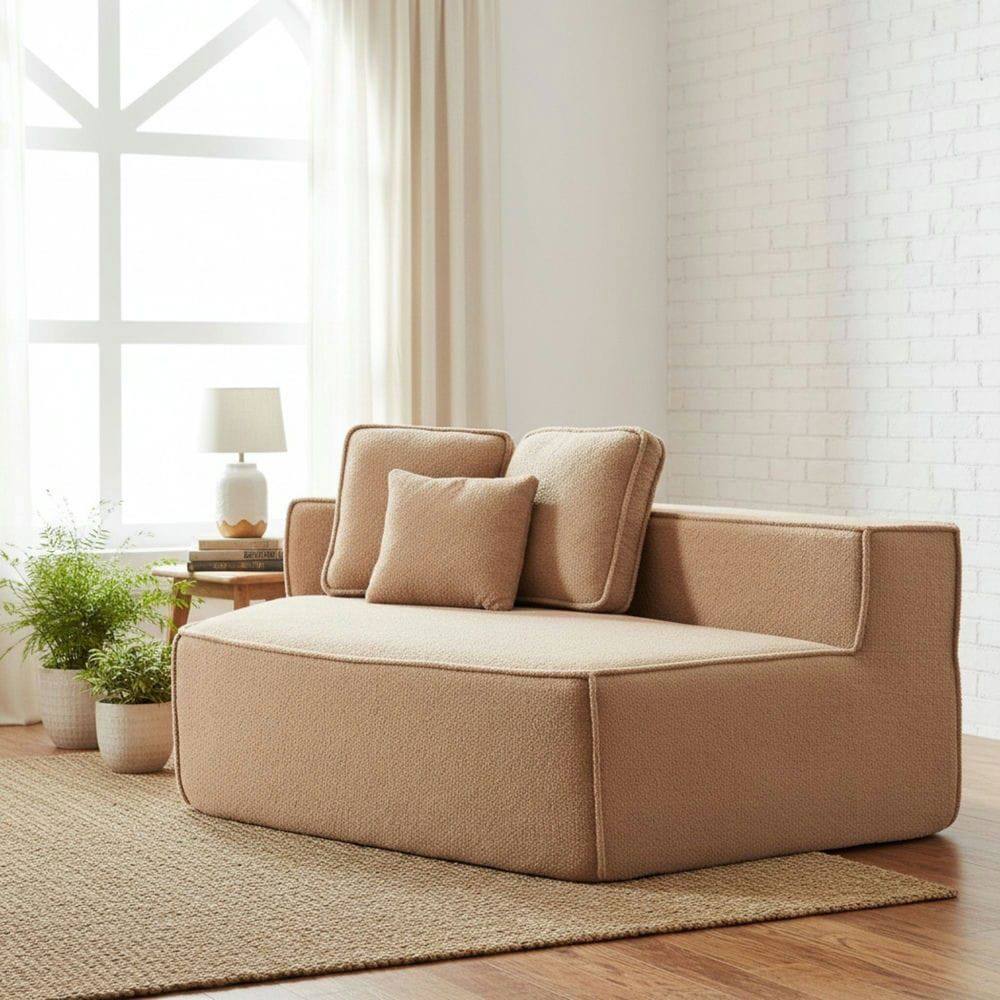 Alt View 6. Kadyn - Brown Teddy Fleece Single Sofa Chair - Compressed Modular Wide Seat with 3 Back Cushions, All-Foam Support - Brown.