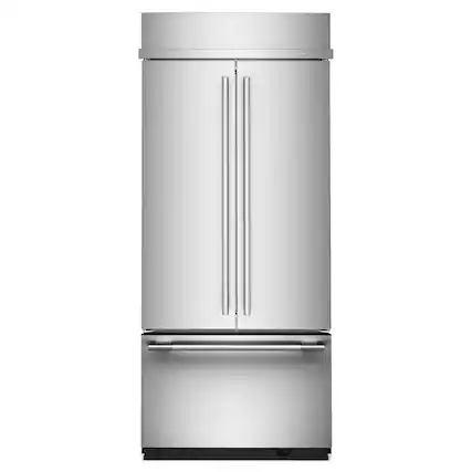 Front. KitchenAid - 20.8 Cu. Ft. Built-In French Door Bottom Mount Refrigerator - Stainless Steel with PrintShield Finish.