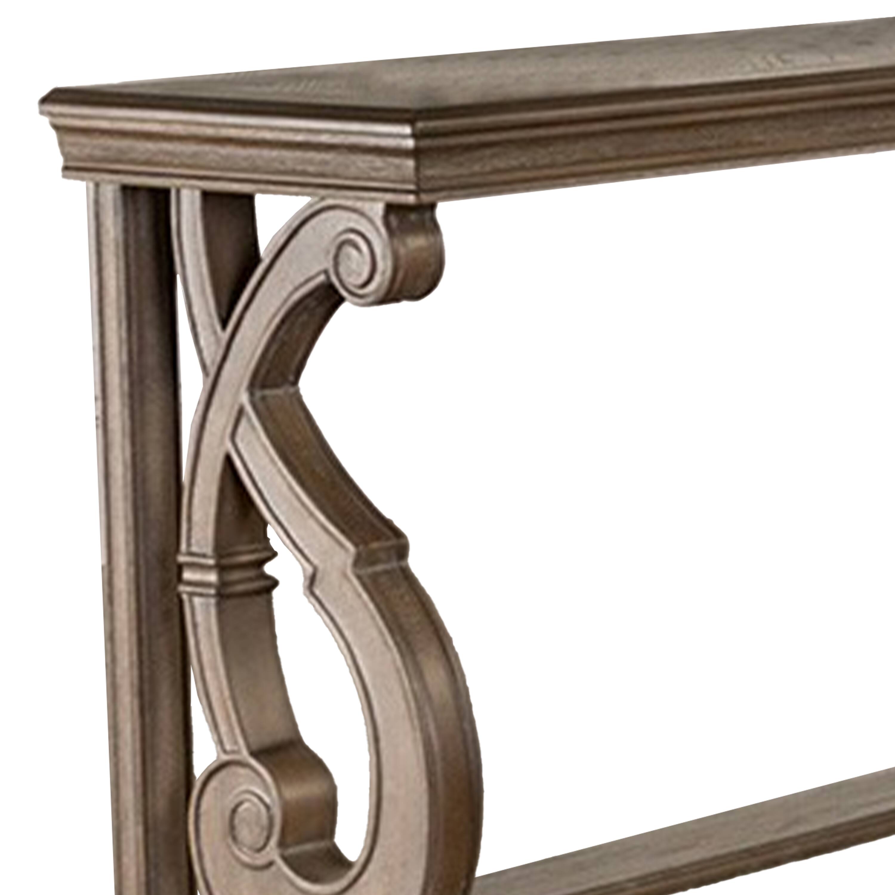 Alt View 3. Manhattan Lane - Gia Sofa Table, 50 Inch Rectangular, Carved Details, Brown Solid Wood - Brown.