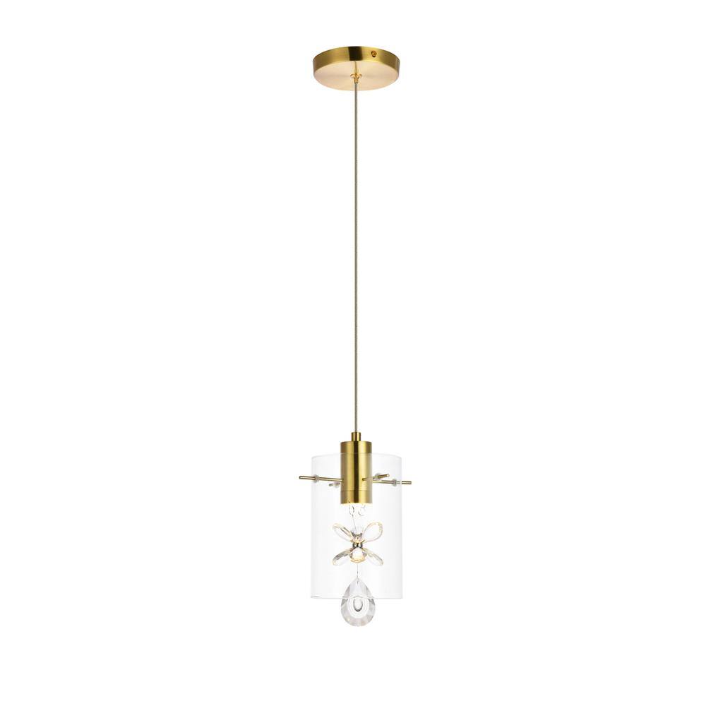 Angle. Elegant Lighting - Hana 1 light Gold Pendant - Gold.