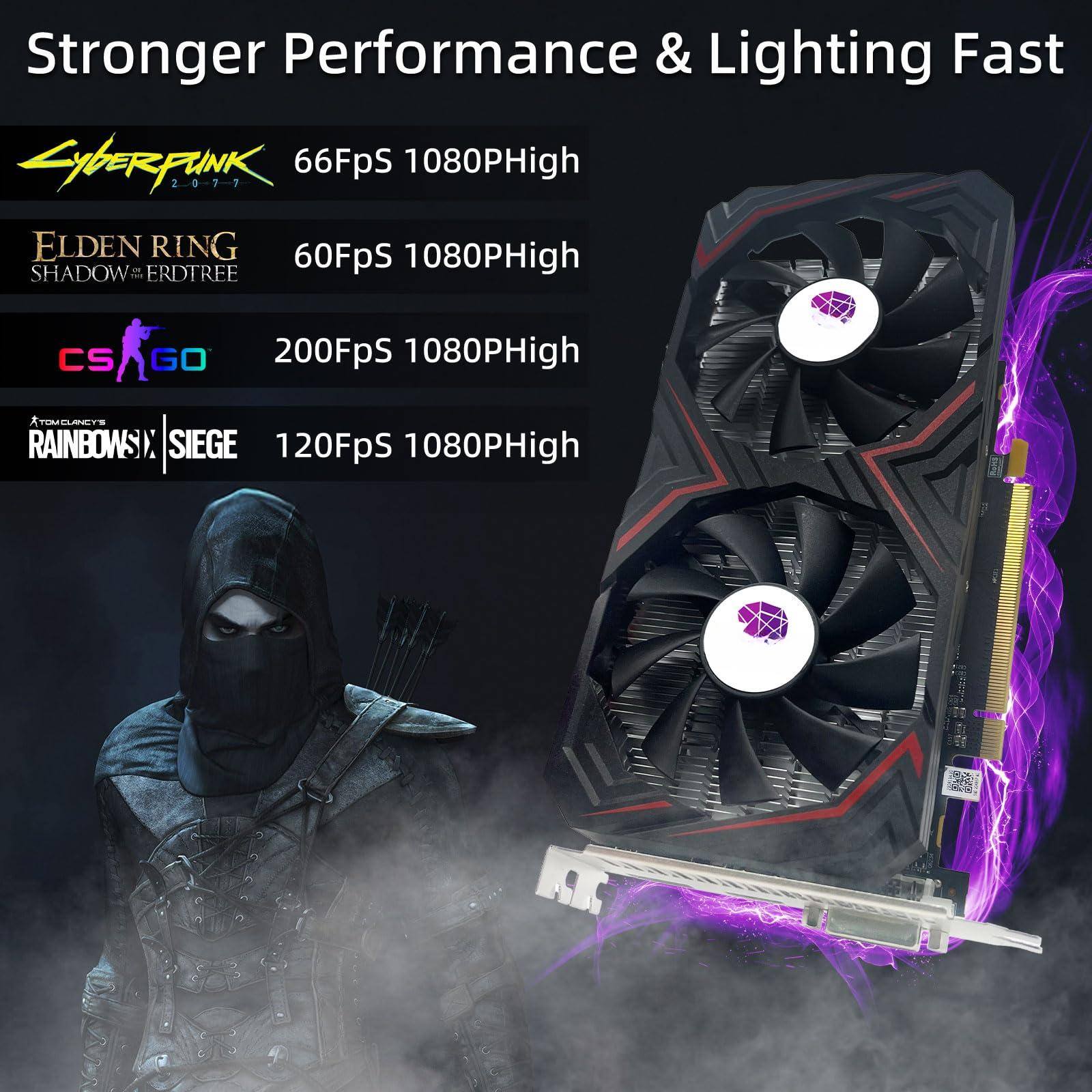 Stronger Performance & Lighting Fast

- Cyberpunk 2077: 66FPS 1080PHigh
- Elden Ring: 60FPS 1080PHigh
- CS:GO: 200FPS 1080PHigh
- Rainbow Six Siege: 120FPS 1080PHigh