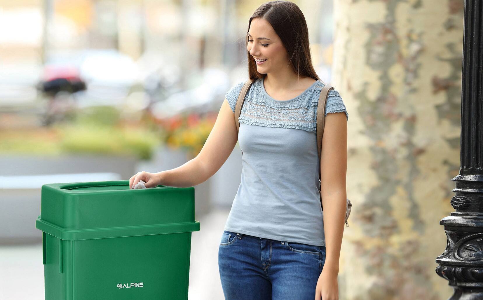 Alt View 9. Alpine Industries - 23 Gallon Drop Shot Swing Trash Can Lid - Green.