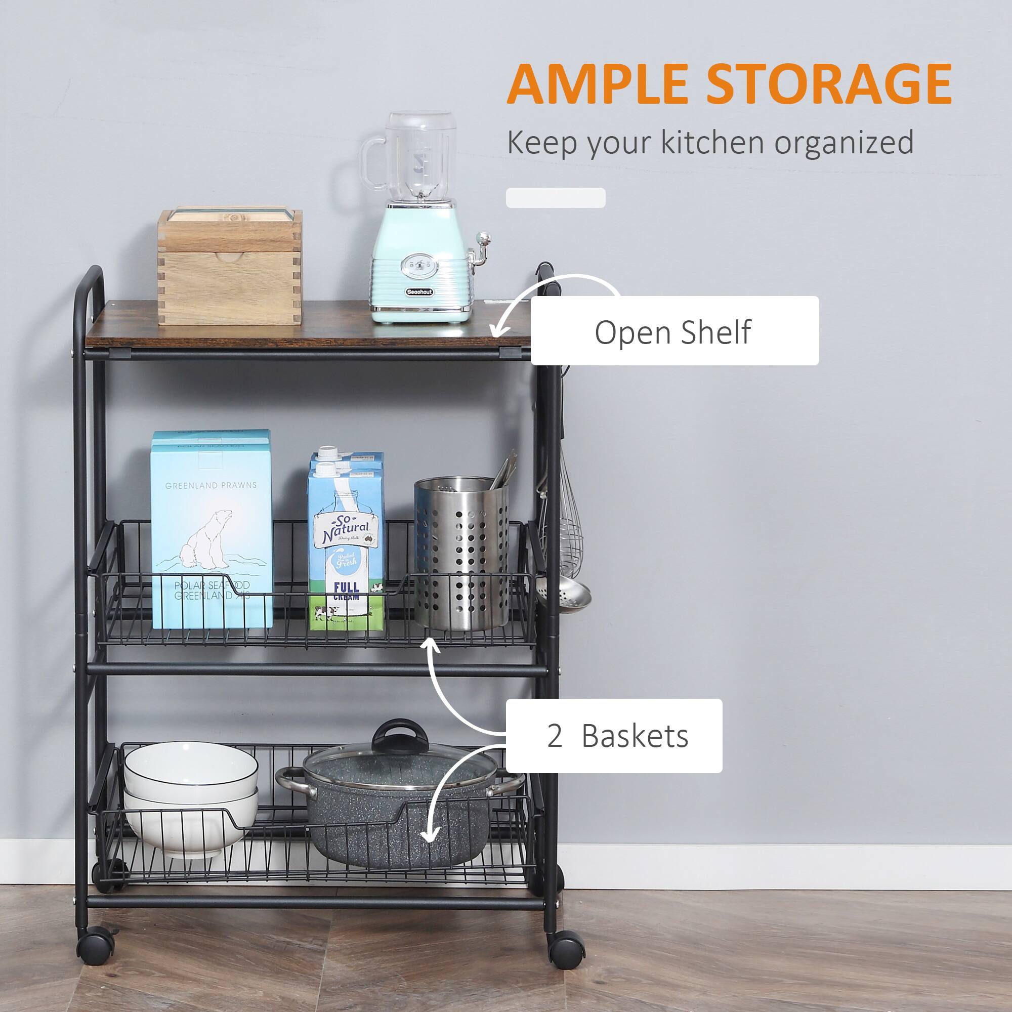AMPLE STORAGE Keep your kitchen organized

Open Shelf
2 Baskets