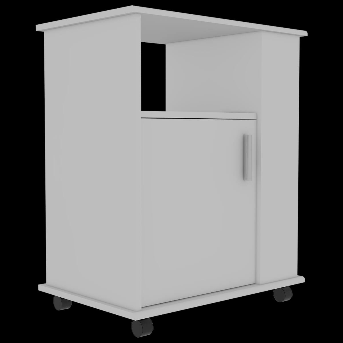 Back. Loheer - Loheer White Microwave Stand Single Door Kitchen Cabinet 29-Inch High Pantry - White.
