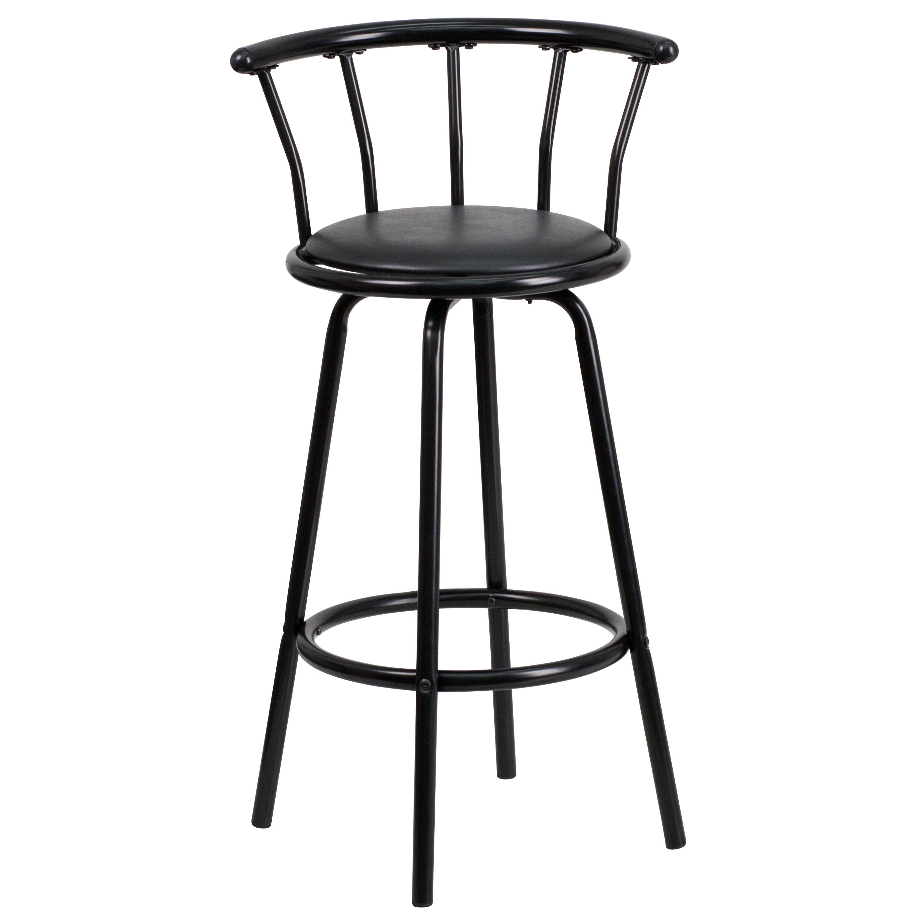 Alt View 8. Emma + Oliver - Crown Back Metal Barstool with Vinyl Swivel Seat - Black.