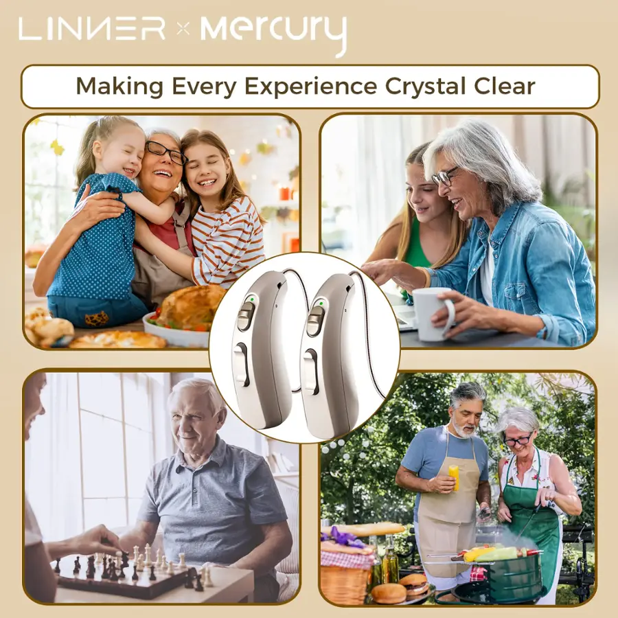 The text on the image is grouped as follows:

1. "LINKER X Mercury"
2. "Making Every Experience Crystal Clear"