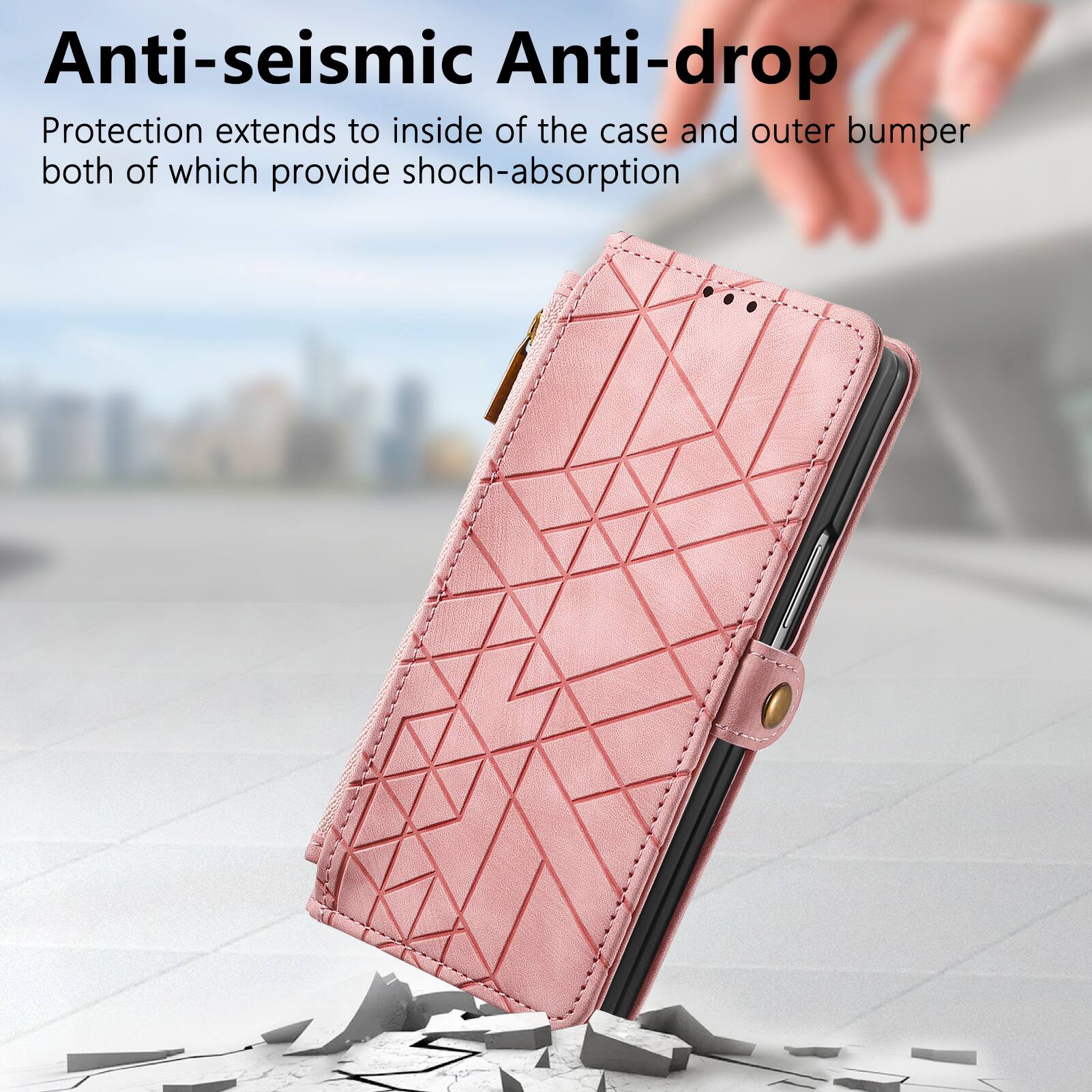 Anti-seismic Anti-drop  
Protection extends to inside of the case and outer bumper both of which provide shock-absorption