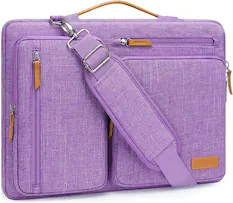 Front. mosiso - 360 Protective Laptop Shoulder Bag 15 inch Computer Messenger Bags for MacBook Air 15 M5 M4 M3 M2/Pro 15/Dell XPS Plus - Lilac.